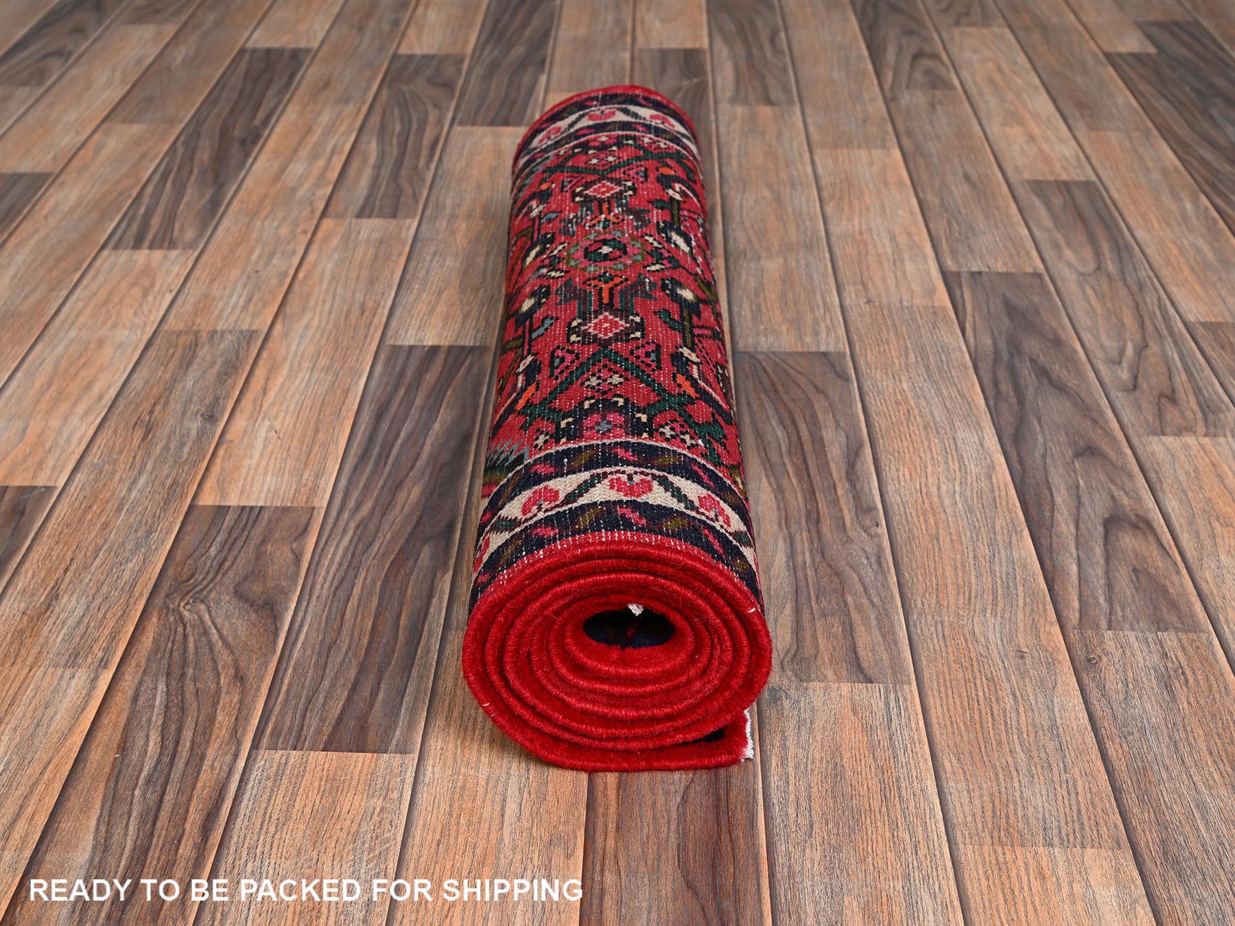 2'3"x6'3" Scarlet Red, New Persian Hussainabad with Geometric Medallion, Hand Knotted, Full Pile, Soft and Shiny Wool, Narrow Runner, Oriental Rug HR2149 - Image 5