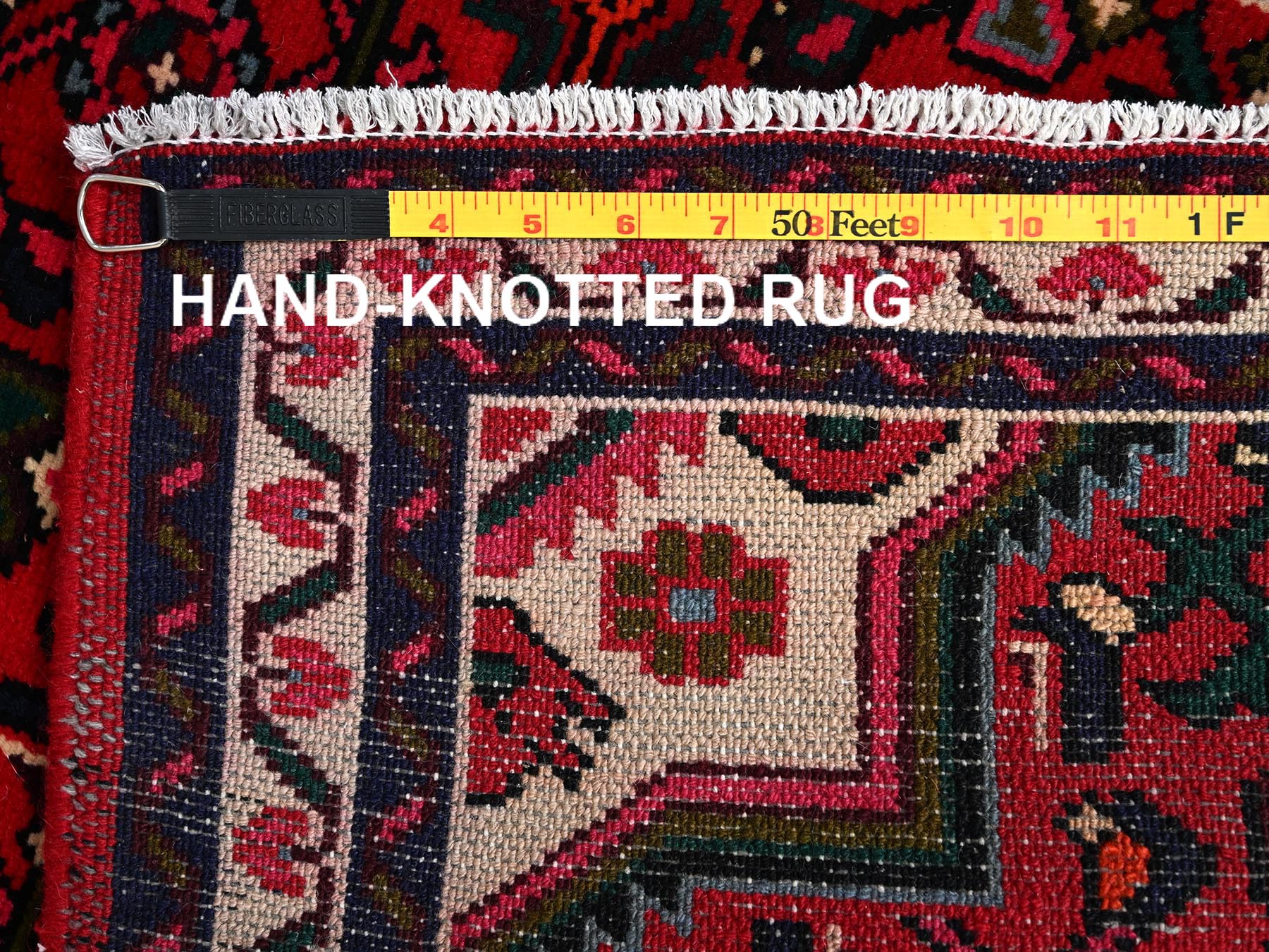 2'3"x6'3" Scarlet Red, New Persian Hussainabad with Geometric Medallion, Hand Knotted, Full Pile, Soft and Shiny Wool, Narrow Runner, Oriental Rug HR2149 - Image 7