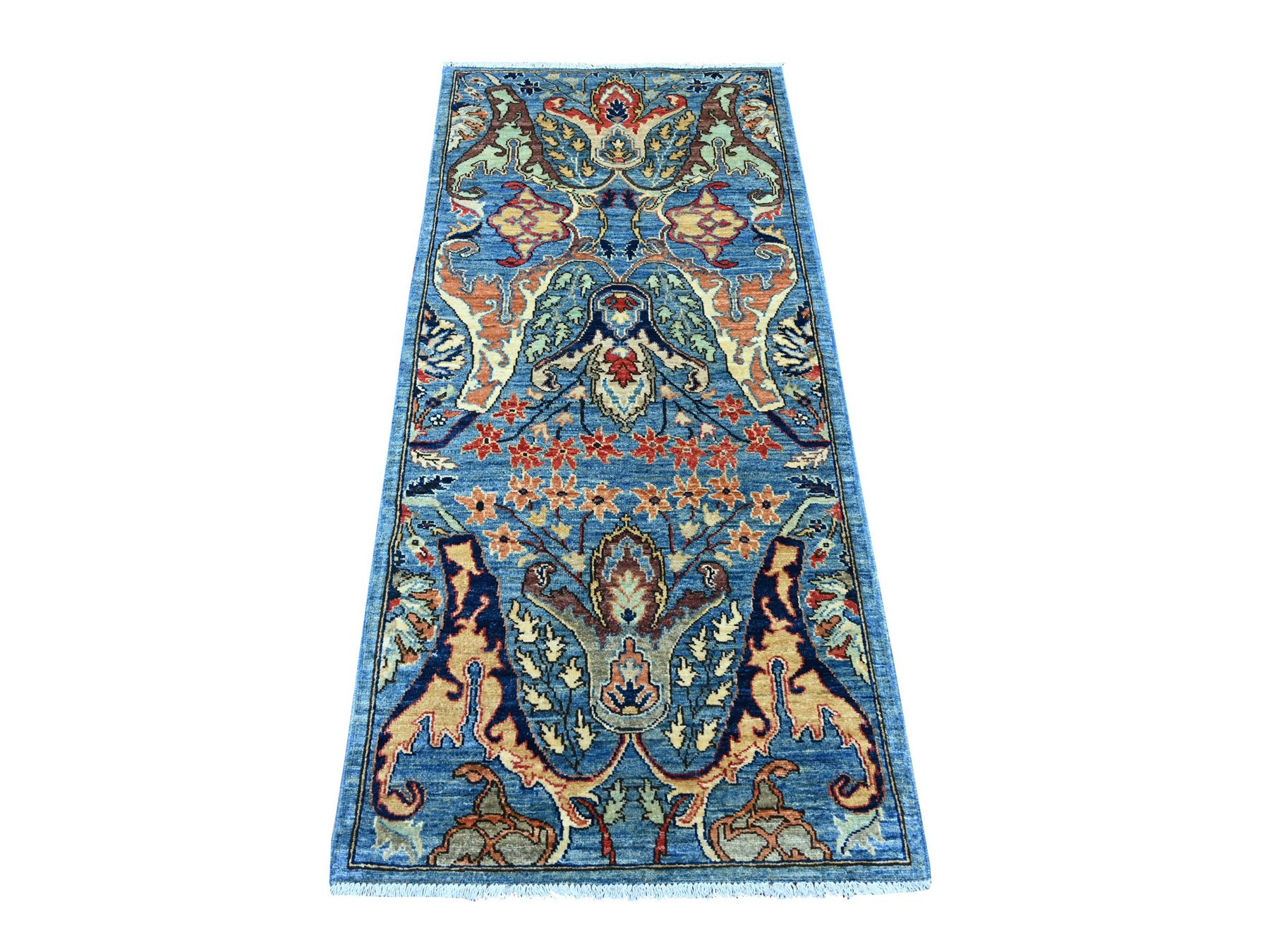 2'8"x5'8" Marlin Blue, Bijar Garus Design, Hand Knotted, High Mountain Wool, Aryana Grade, Soft Pile, Vegetable Dyes, Densely Woven, Short Runner, Oriental Rug HR21503