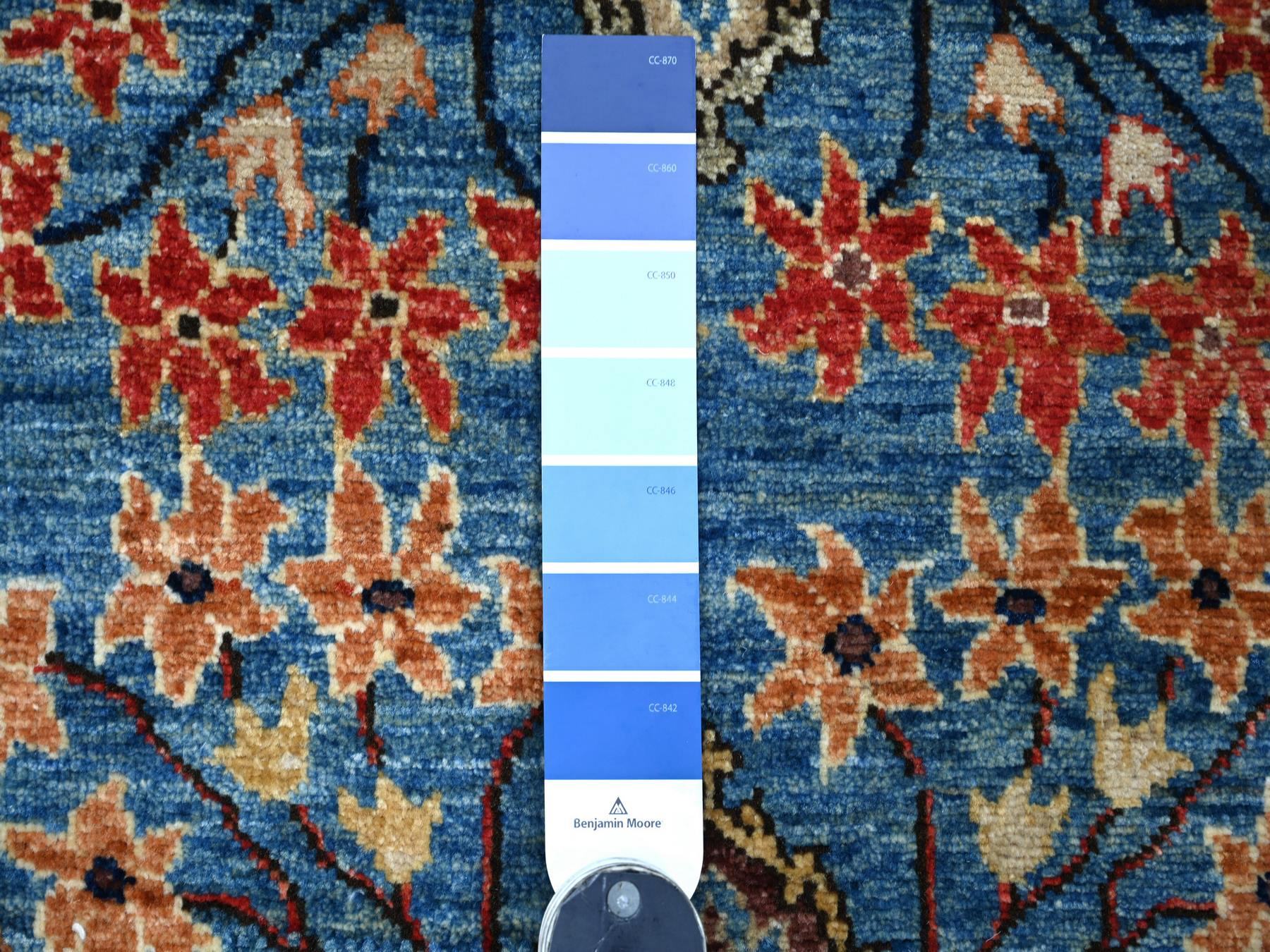 2'8"x5'8" Marlin Blue, Bijar Garus Design, Hand Knotted, High Mountain Wool, Aryana Grade, Soft Pile, Vegetable Dyes, Densely Woven, Short Runner, Oriental Rug HR21503 - Image 3