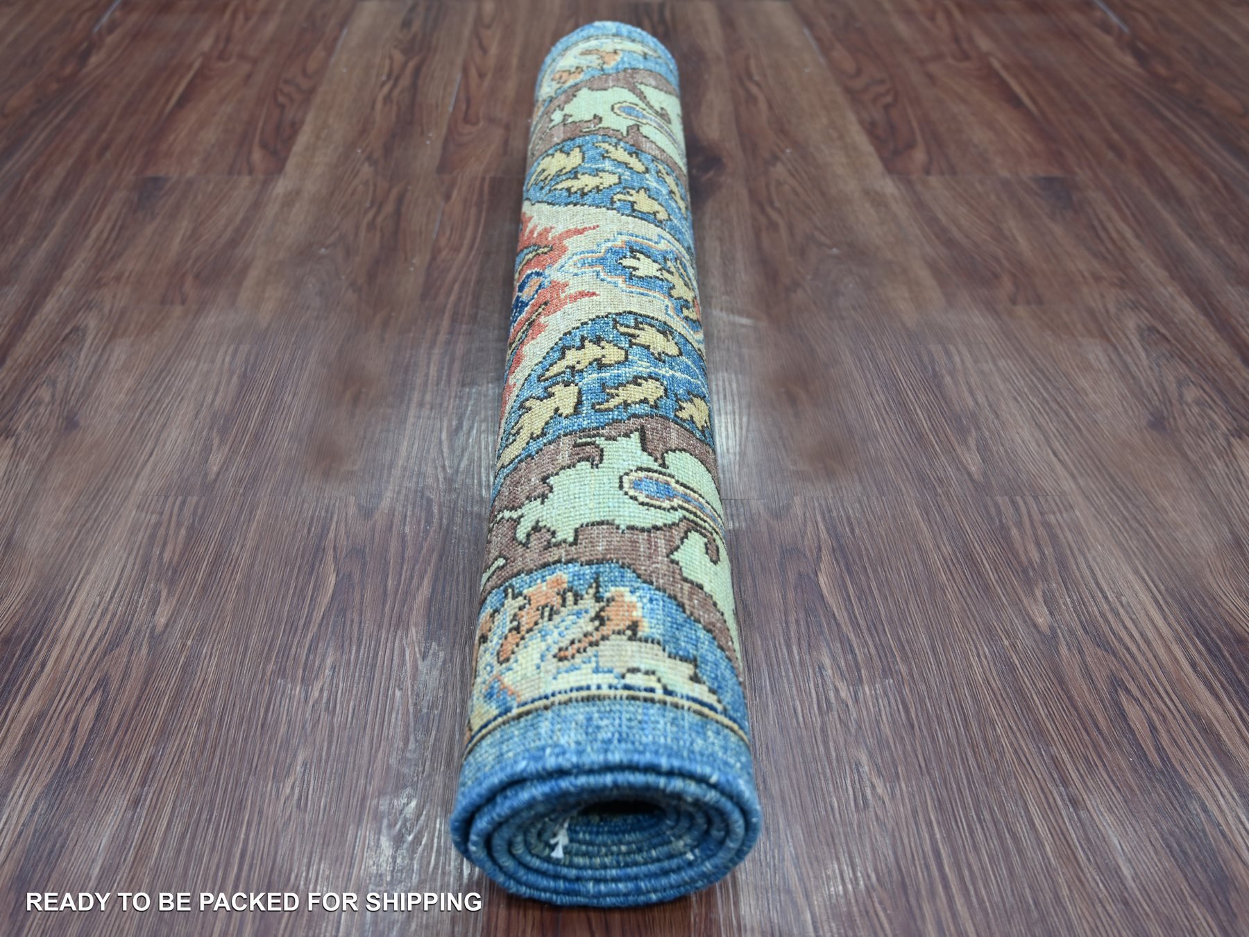 2'8"x5'8" Marlin Blue, Bijar Garus Design, Hand Knotted, High Mountain Wool, Aryana Grade, Soft Pile, Vegetable Dyes, Densely Woven, Short Runner, Oriental Rug HR21503 - Image 4