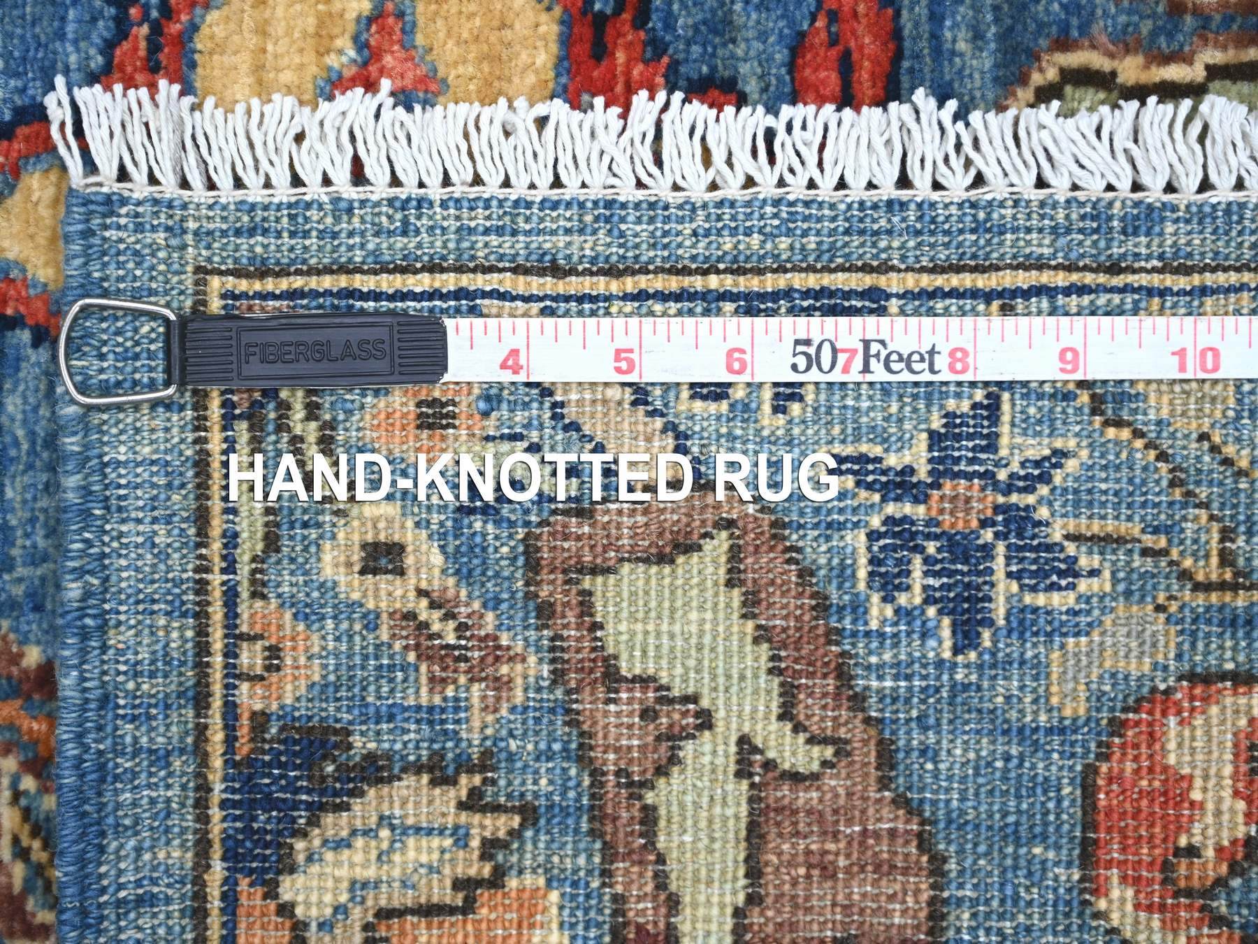 2'8"x5'8" Marlin Blue, Bijar Garus Design, Hand Knotted, High Mountain Wool, Aryana Grade, Soft Pile, Vegetable Dyes, Densely Woven, Short Runner, Oriental Rug HR21503 - Image 6