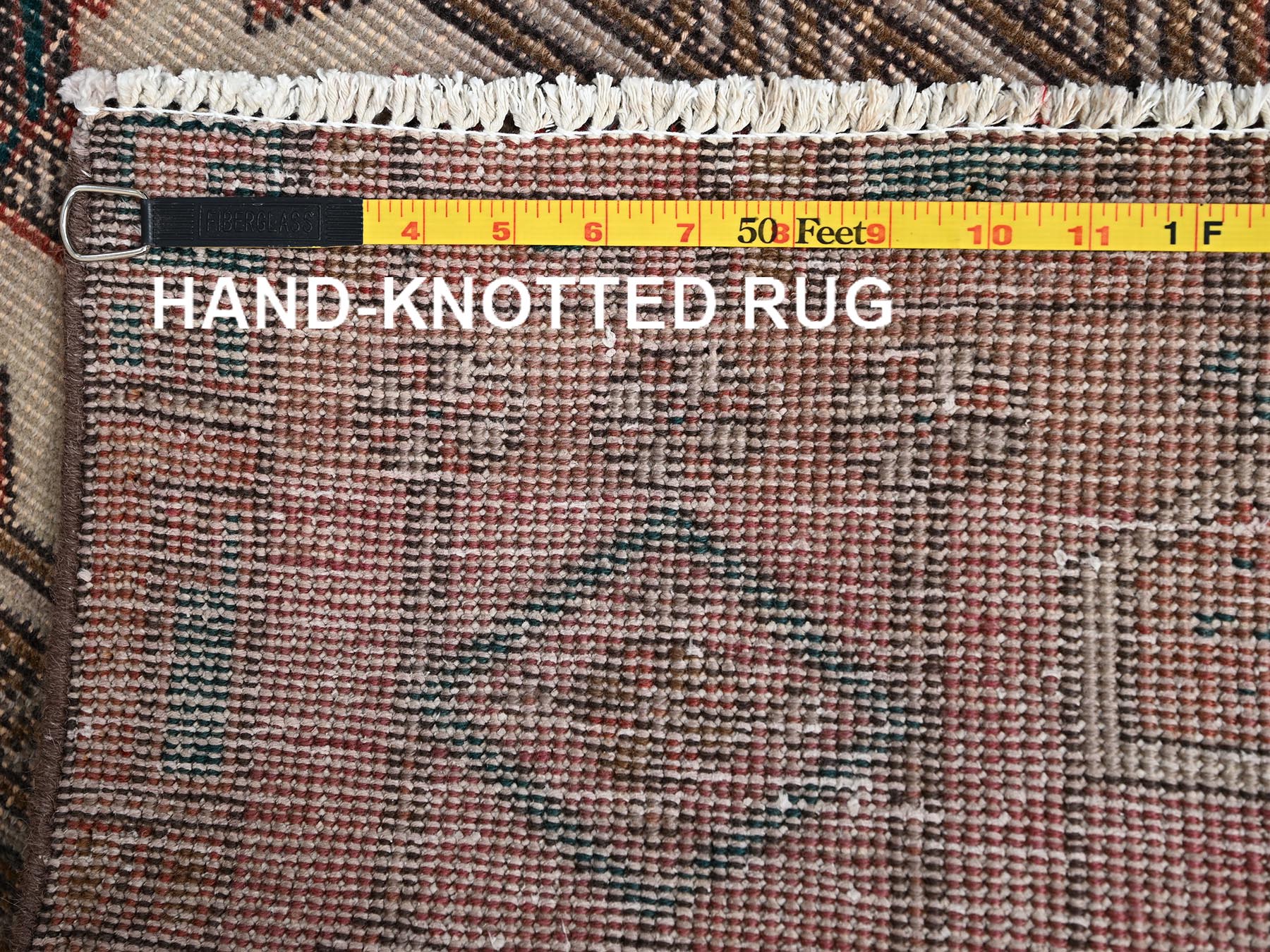 2'4"x10' Blush Pink, Vintage Persian Serab with Large Geometric Medallions, Worn Down and Distressed, 100% Wool, Hand Knotted, Zero Pile, Sides and Ends Professionally Secured, Narrow Runner, Oriental Rug HR2155 - Image 7