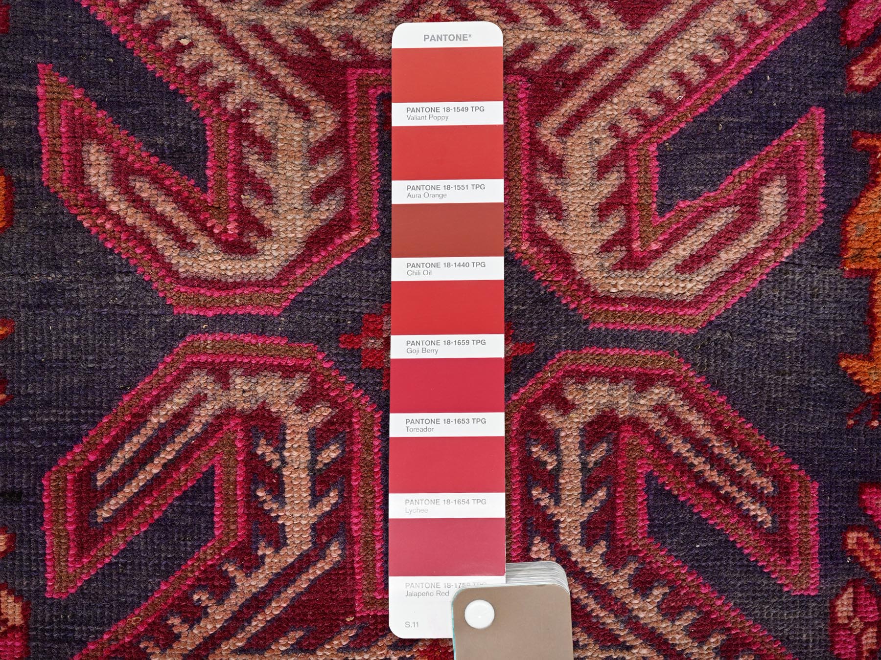 2'10"x9'4" Grape Purple, Worn Down and Distressed, 100% Wool, Vintage Northwest Persian with Geometric Medallions, Hand Knotted, Zero Pile, Sides and Ends Professionally Secured, Runner, Oriental Rug HR2175 - Image 4