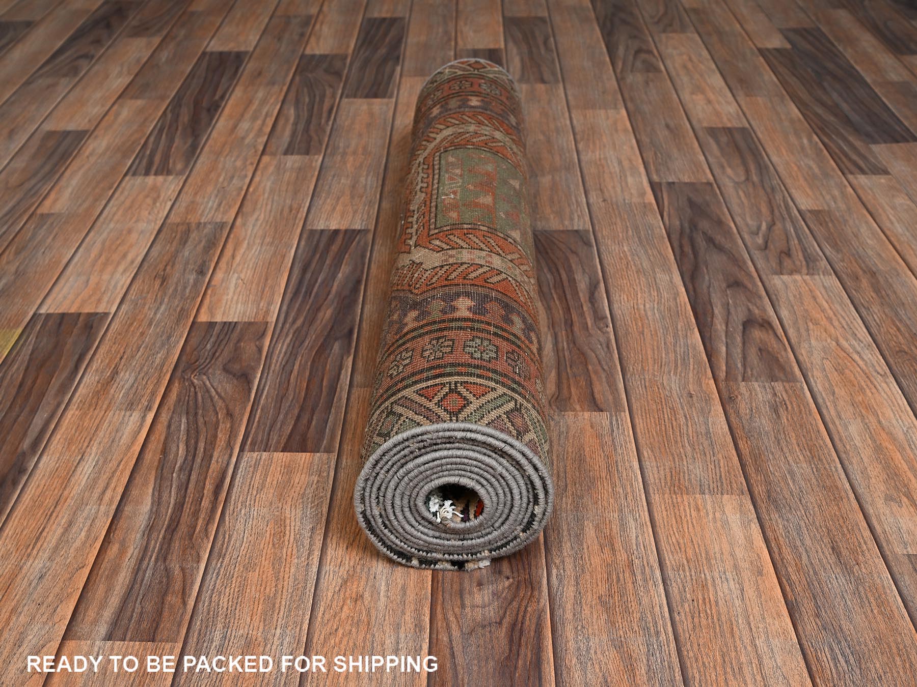 2'10"x9'9" Dark Mulberry Purple, 100% Wool, Vintage Northwest Persian with Geometric Medallions, Worn Down and Distressed, Hand Knotted, Zero Pile, Sides and Ends Professionally Secured, Runner, Oriental Rug HR2176 - Image 5