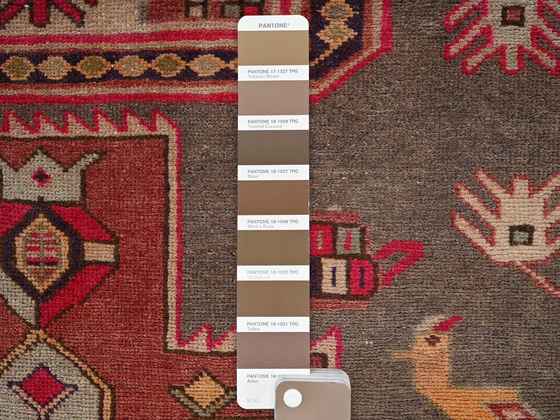 2'10"x8'10" Beaver Brown, Hand Knotted, Zero Pile, Vintage Persian Heriz with Geometric Medallions, Worn Down and Distressed, 100% Wool, Sides and Ends Professionally Secured, Runner, Oriental Rug HR2185 - Image 4