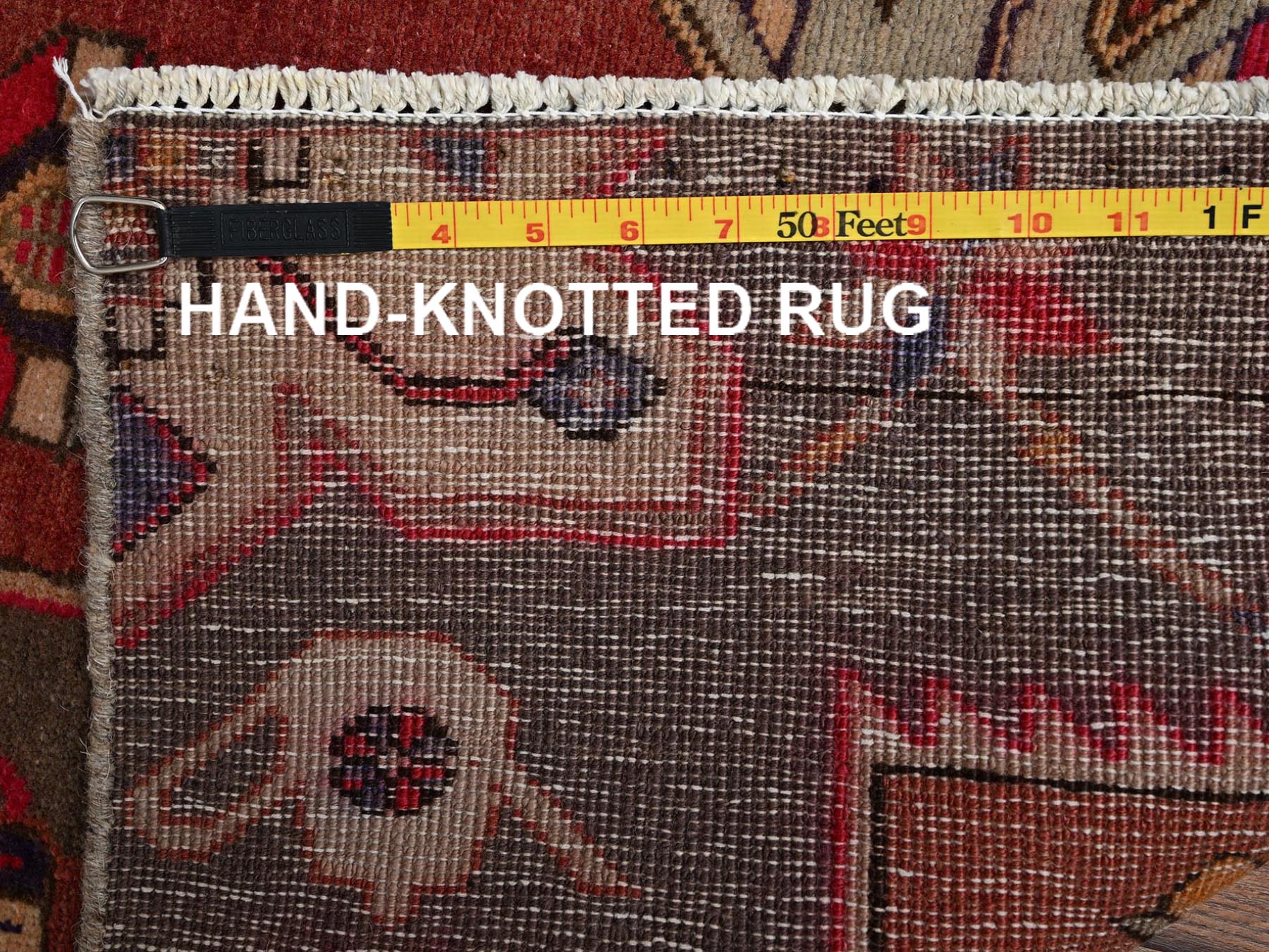 2'10"x8'10" Beaver Brown, Hand Knotted, Zero Pile, Vintage Persian Heriz with Geometric Medallions, Worn Down and Distressed, 100% Wool, Sides and Ends Professionally Secured, Runner, Oriental Rug HR2185 - Image 7