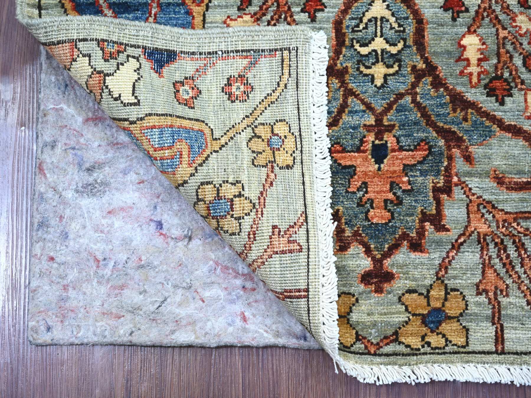 2'8"x10' Greenish Gray, Bijar Garus Design, Hand Knotted, High Mountain Wool, Aryana Grade, Soft Pile, Vegetable Dyes, Densely Woven, Runner, Oriental Rug HR21927 - Image 2