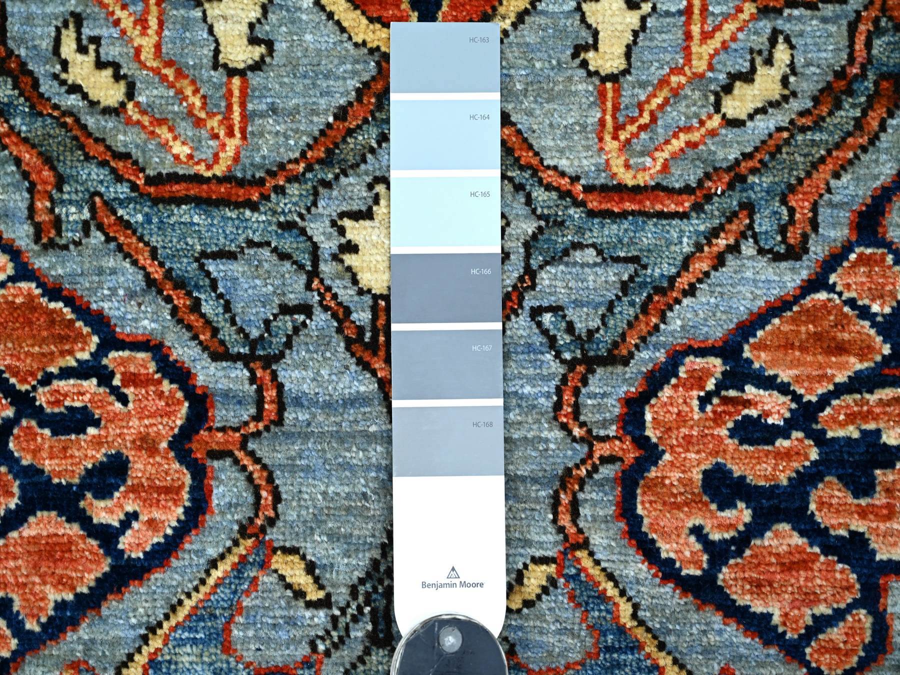 2'9"x9'8" Maya Blue, Bijar Garus Design, Hand Knotted, High Mountain Wool, Aryana Grade, Soft Pile, Vegetable Dyes, Densely Woven, Runner, Oriental Rug HR21930 - Image 3