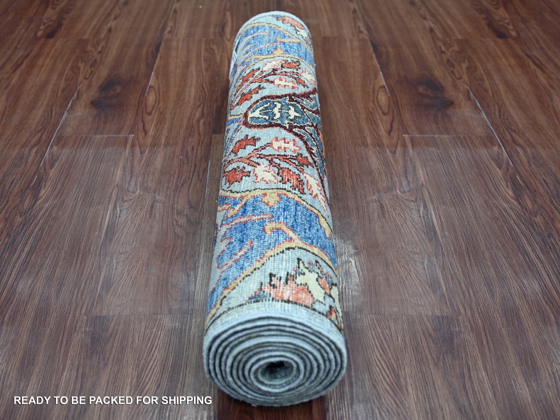 2'9"x9'8" Maya Blue, Bijar Garus Design, Hand Knotted, High Mountain Wool, Aryana Grade, Soft Pile, Vegetable Dyes, Densely Woven, Runner, Oriental Rug HR21930 - Image 4