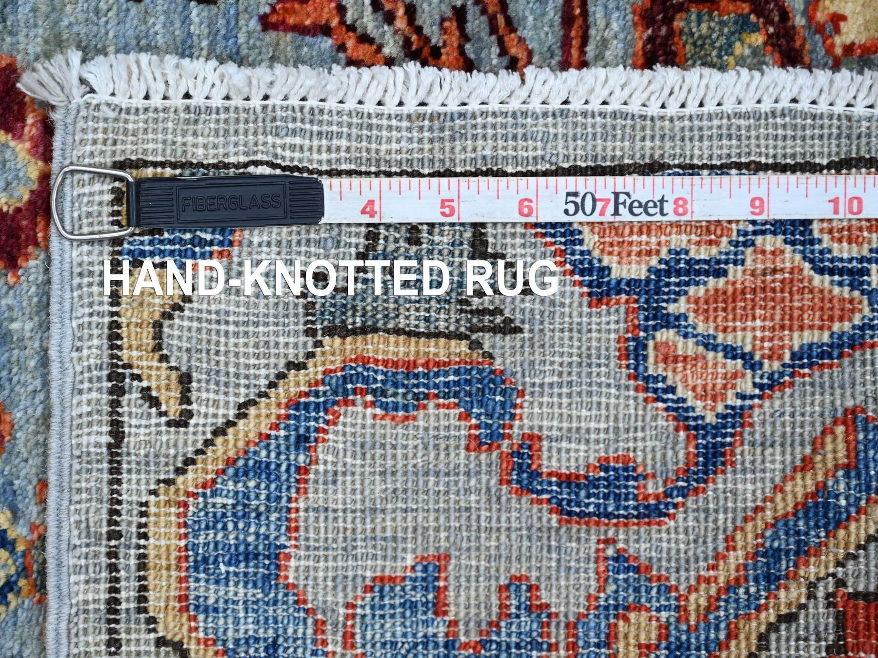 2'9"x9'8" Maya Blue, Bijar Garus Design, Hand Knotted, High Mountain Wool, Aryana Grade, Soft Pile, Vegetable Dyes, Densely Woven, Runner, Oriental Rug HR21930 - Image 6