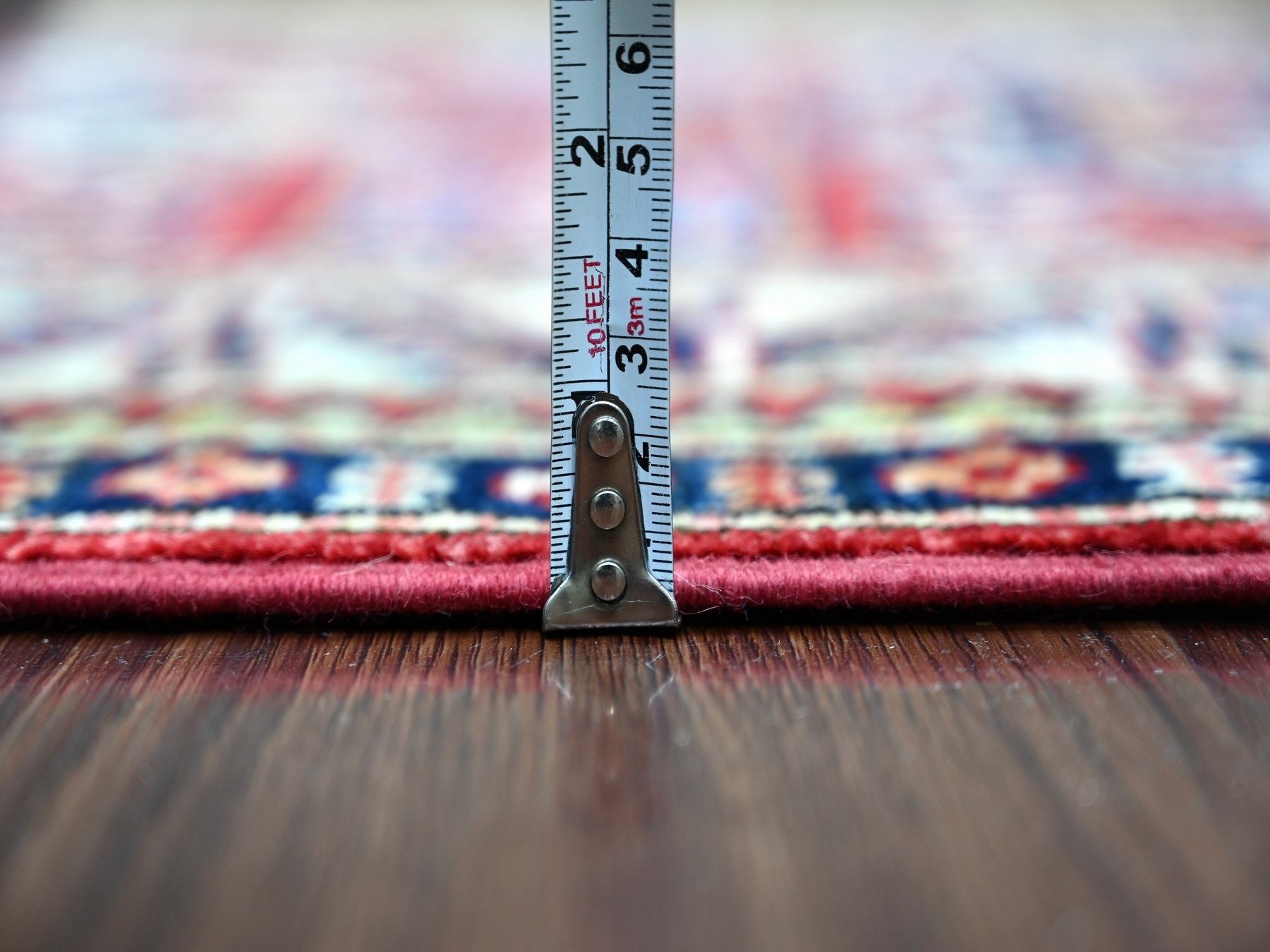 3'3"x5' Berry Red, Natural Wool, Hand Knotted, Vegetable Dyes, Afghan Super Kazak with Geometric Medallions Design, Oriental Rug HR22082 - Image 5