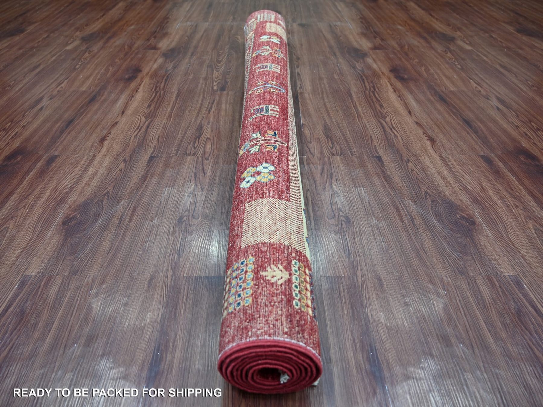 5'8"x8' Berry Red, Natural Wool, Vegetable Dyes, Fine Kashkuli Gabbeh with Small Animal Figurines, Hand Knotted, Oriental Rug HR22125 - Image 4