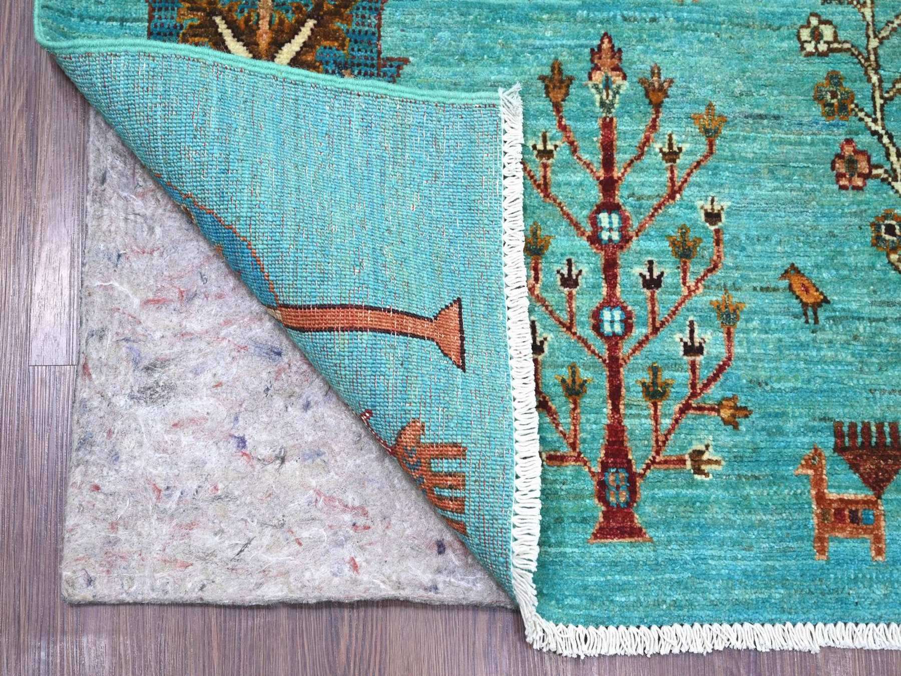 5'8"x9'9" Light Blue, Hand Knotted, Afghan Sultani with Cypress Tree Design, Denser Weave, Vegetable Dyes, Soft Wool, Oriental Rug HR22128 - Image 2