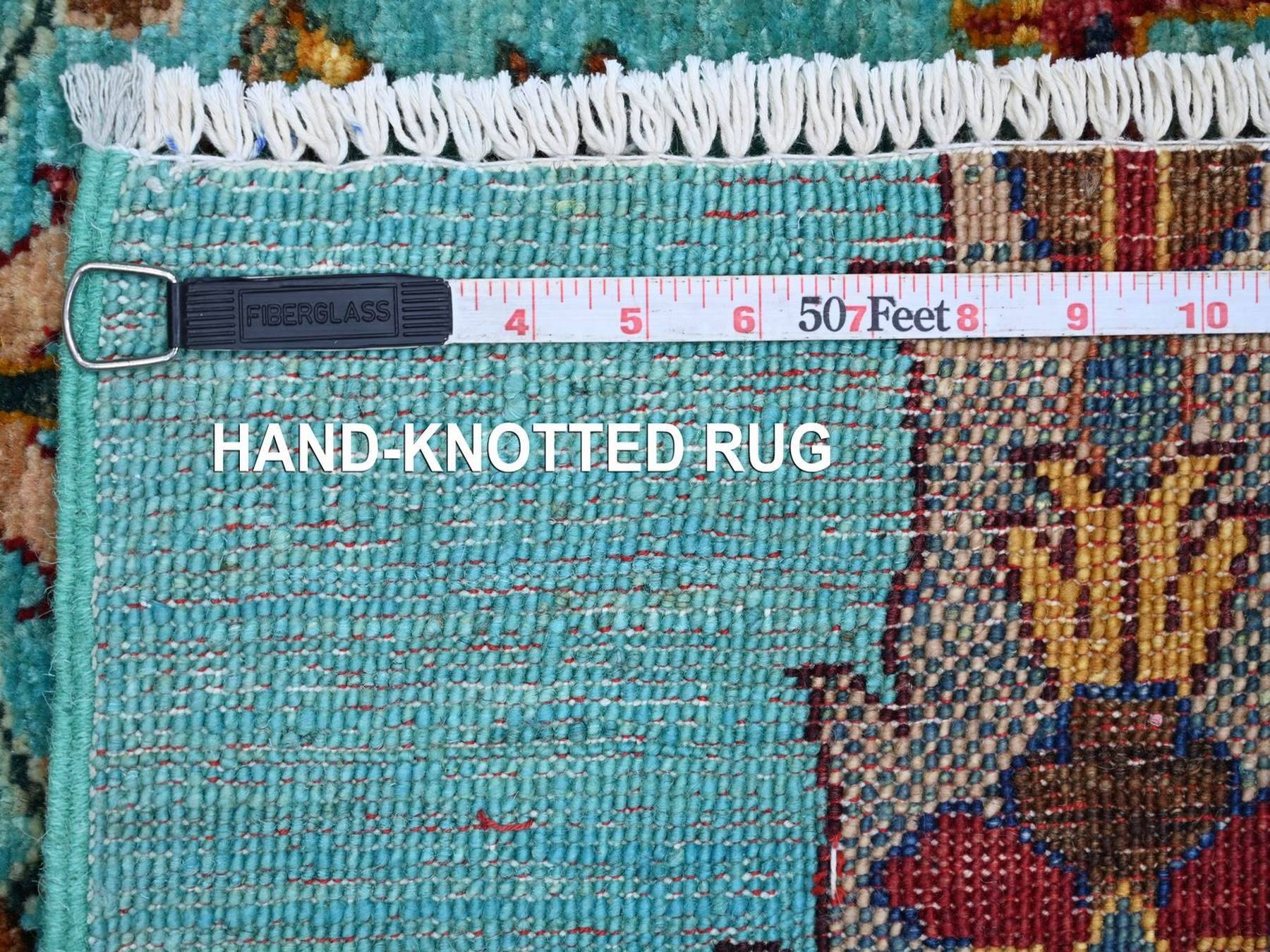 5'8"x9'9" Light Blue, Hand Knotted, Afghan Sultani with Cypress Tree Design, Denser Weave, Vegetable Dyes, Soft Wool, Oriental Rug HR22128 - Image 6