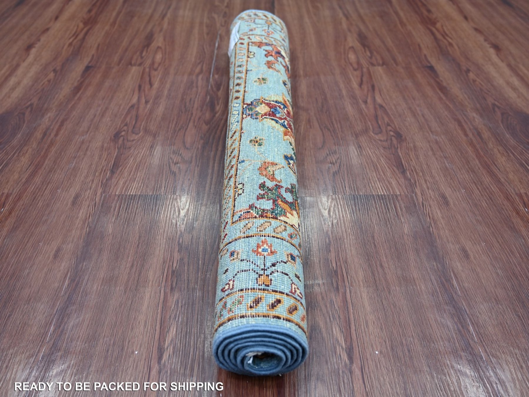 2'10"x4'3" Sky Blue, Vegetable Dyes, Afghan Sultani with Pomegranate Design, Denser Weave, Hand Knotted, Soft Wool, Sample, Mat, Oriental Rug HR22144 - Image 4