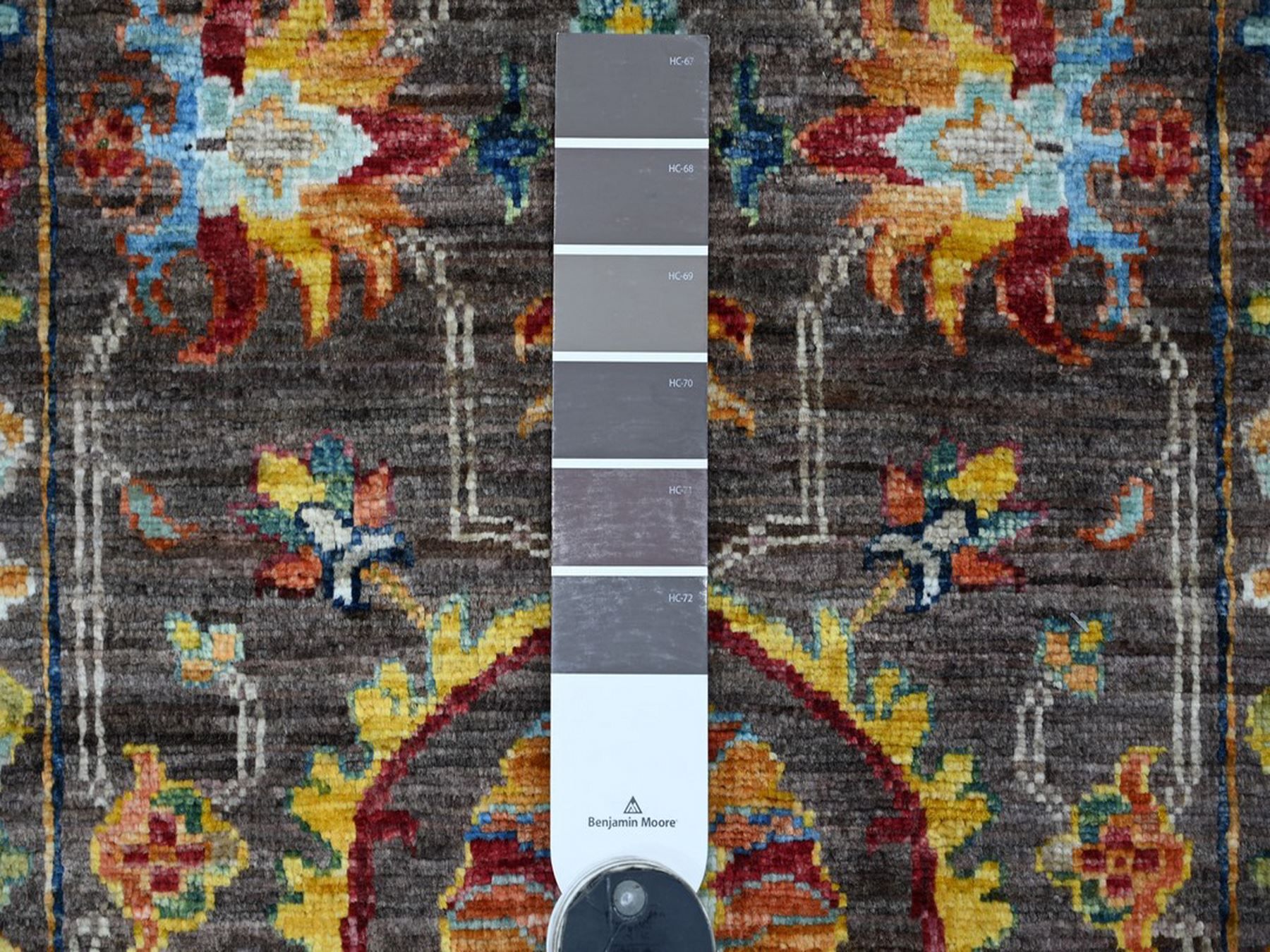2'8"x4' Stone Gray, Afghan Sultani with All Over Design, Denser Weave, Hand Knotted, Vegetable Dyes, Soft Wool, Sample, Mat, Oriental Rug HR22147 - Image 3
