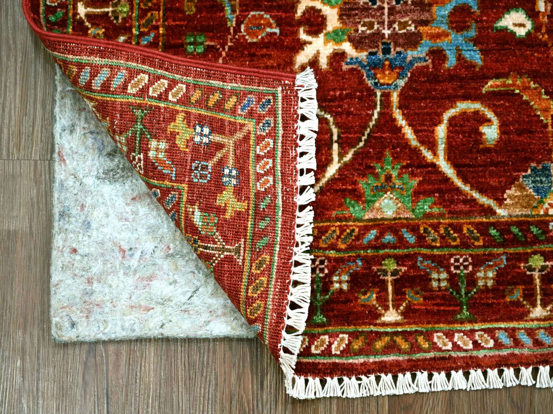 2'7"x3'10" Rust Red, Denser Weave, Soft Wool, Vegetable Dyes, Afghan Sultani with All Over Floral Pattern, Hand Knotted, Sample, Mat, Oriental Rug HR22178 - Image 2