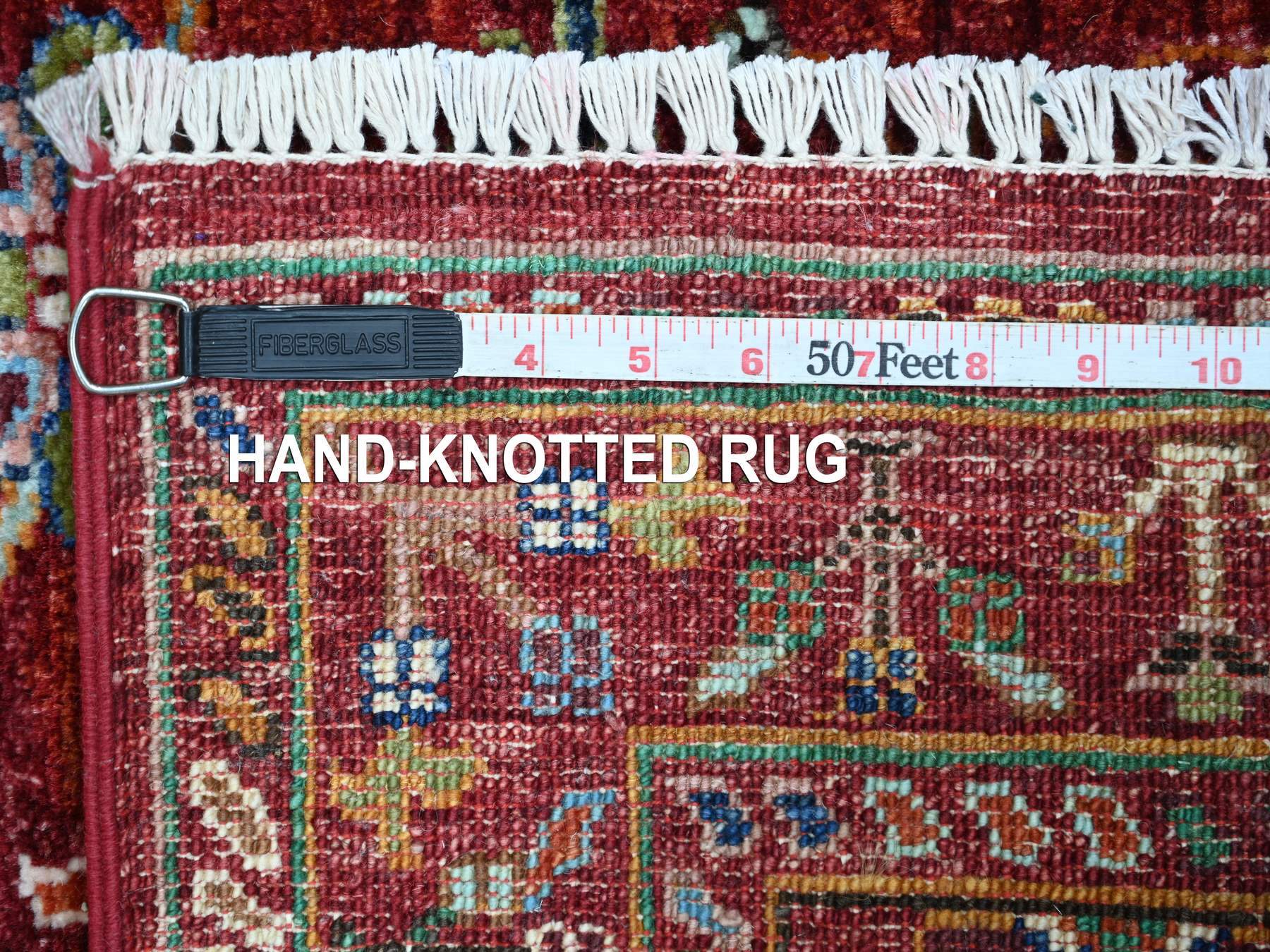 2'7"x3'10" Rust Red, Denser Weave, Soft Wool, Vegetable Dyes, Afghan Sultani with All Over Floral Pattern, Hand Knotted, Sample, Mat, Oriental Rug HR22178 - Image 6