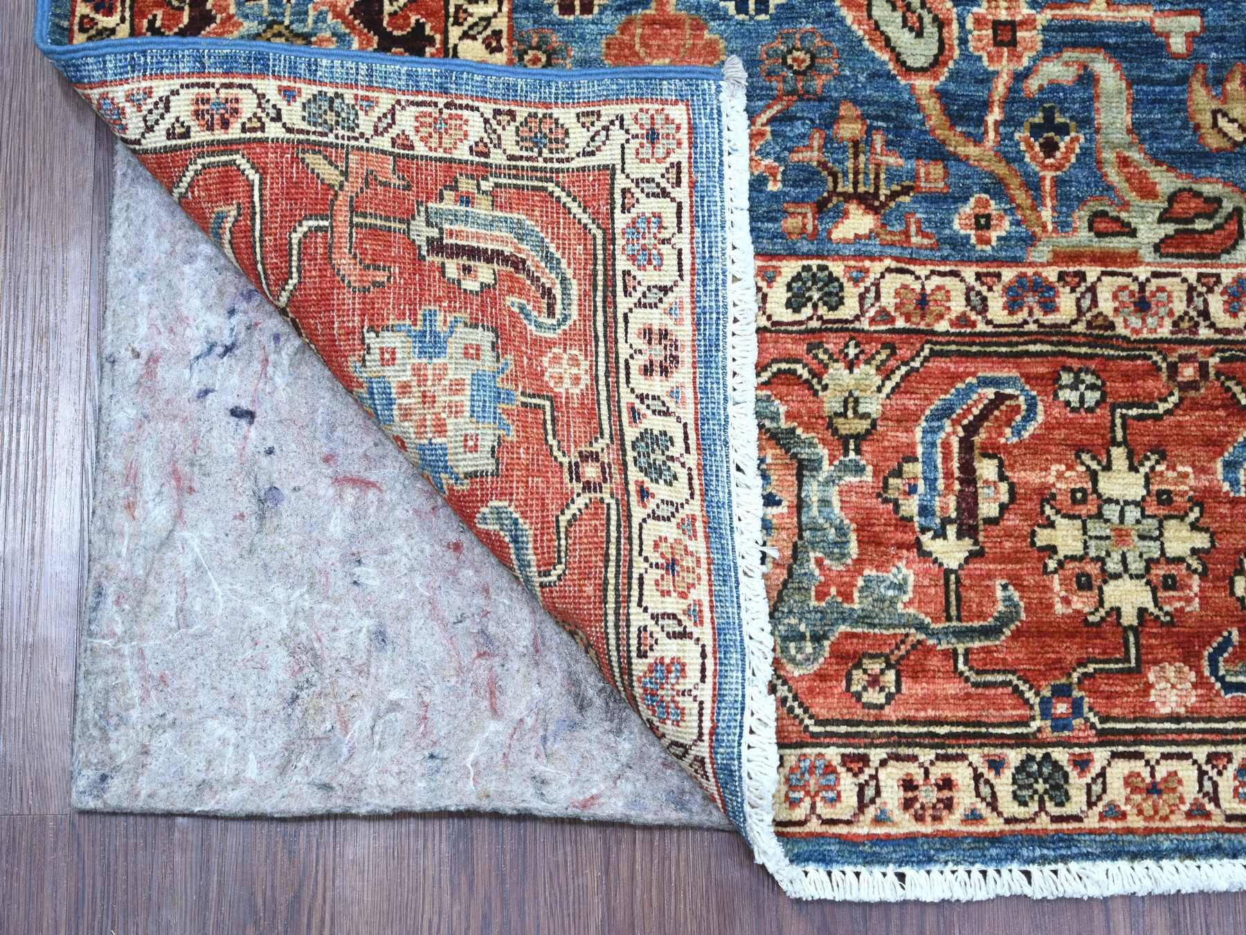 5'10"x9'1" Marlin Blue, Peshawar with Bijar Garus Design, Hand Knotted, High Mountain Wool, Aryana Grade, Soft Pile, Vegetable Dyes, Densely Woven, Oriental Rug HR22251 - Image 2