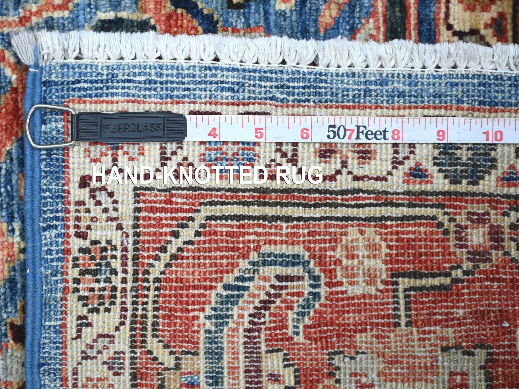 5'10"x9'1" Marlin Blue, Peshawar with Bijar Garus Design, Hand Knotted, High Mountain Wool, Aryana Grade, Soft Pile, Vegetable Dyes, Densely Woven, Oriental Rug HR22251 - Image 6