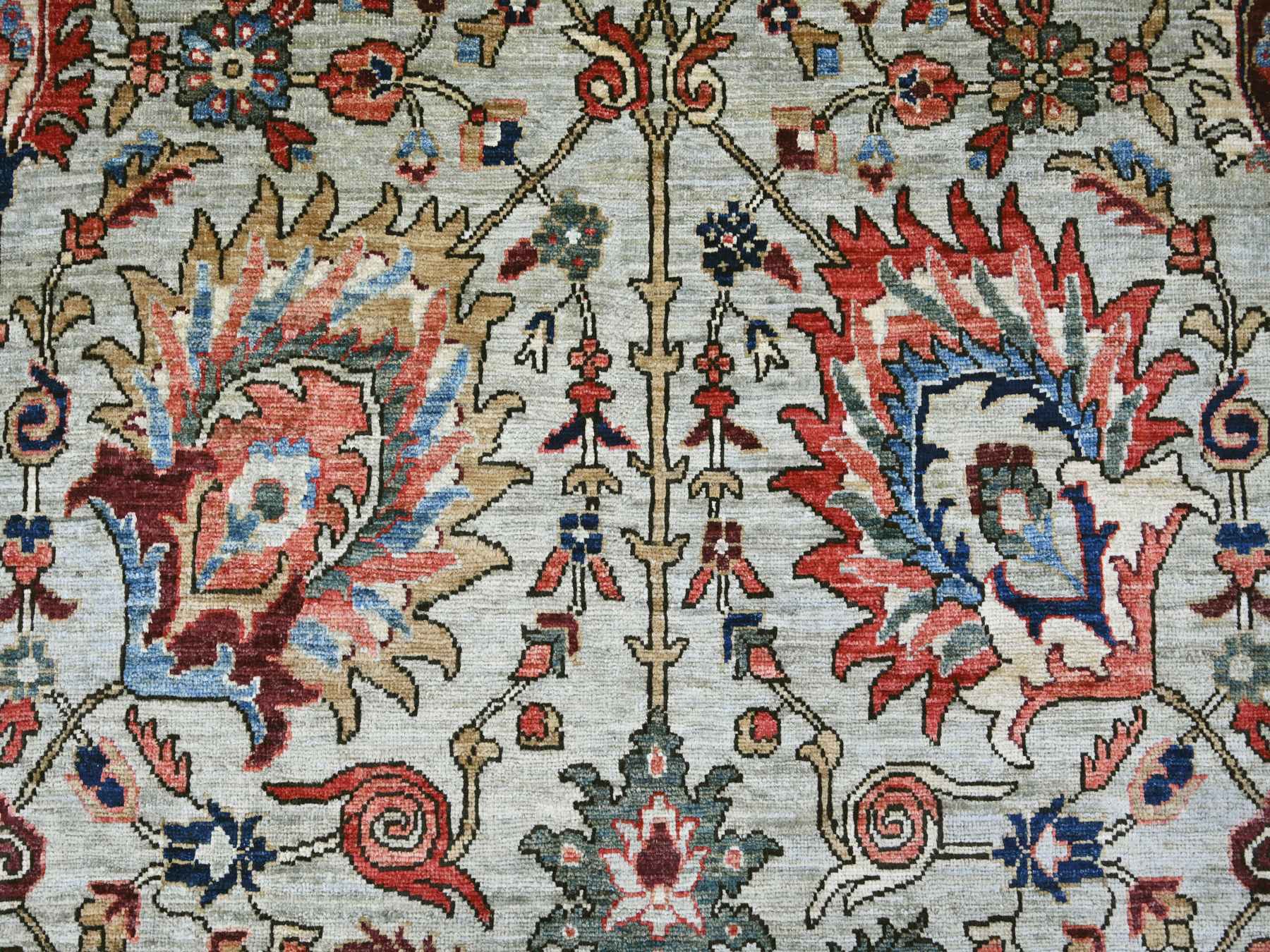 9'9"x13'8" Greenish Gray, Northwest Persian All Over Design, Aryana Grade, Hand Knotted, Vegetable Dyes, Soft Pile, High Mountain Wool, Densely Woven, Oriental Rug HR22253 - Image 8
