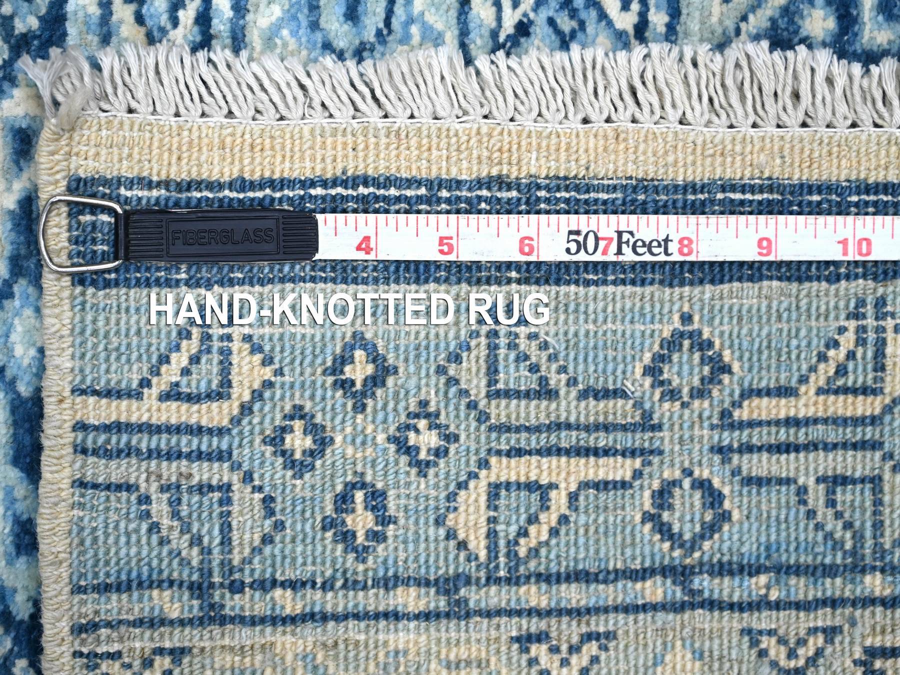 6'x9' Misty Gray, Vegetable Dyes, Pure Wool, Hand Knotted, Afghan Super Kazak with Khorjin Design, Oriental Rug HR22254 - Image 6