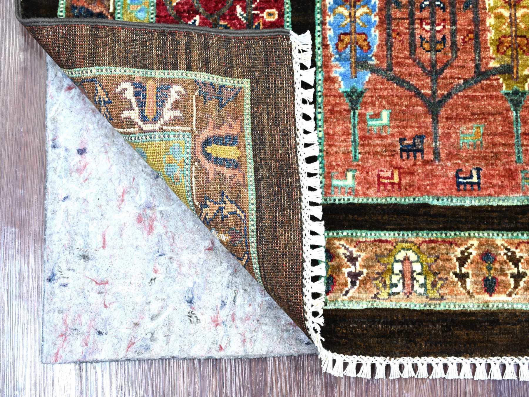 3'2"x5' Colorful, Soft Wool, Hand Knotted, Afghan Sultani with Cypress Tree Design, Denser Weave, Vegetable Dyes, Oriental Rug HR22257 - Image 2