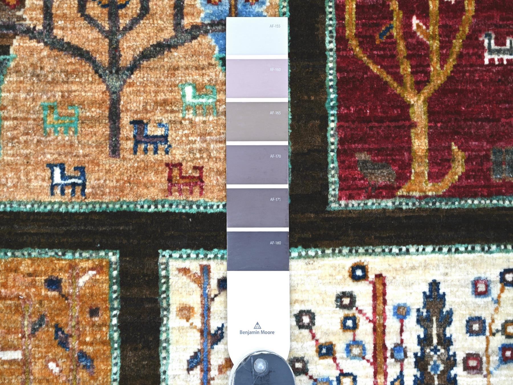 3'2"x5' Colorful, Soft Wool, Hand Knotted, Afghan Sultani with Cypress Tree Design, Denser Weave, Vegetable Dyes, Oriental Rug HR22257 - Image 3