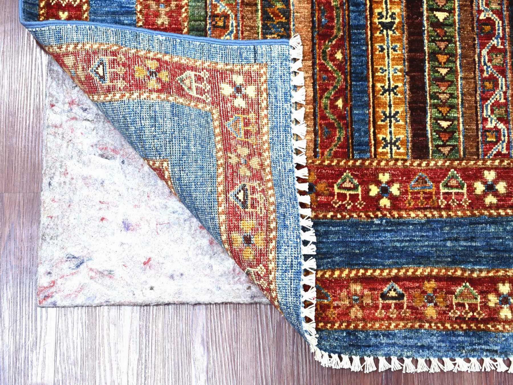 5'x6'10" Imperial Blue, Natural Wool, Vegetable Dyes, Hand Knotted, Afghan Super Kazak with Shawl Design, Oriental Rug HR22322 - Image 2