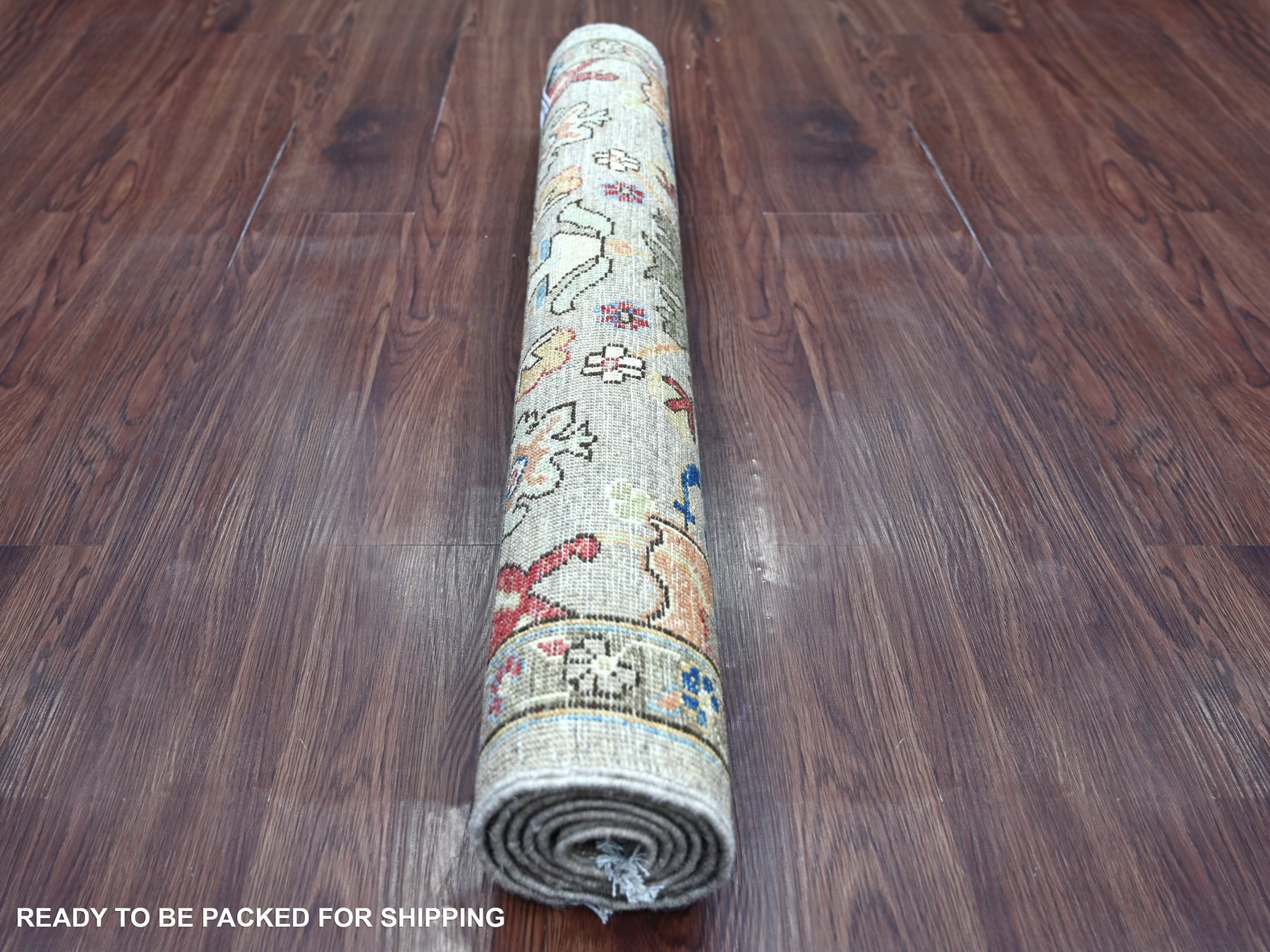 3'x4'9" Spanish Gray, Heriz All Over Design, Aryana Collection, Vegetable Dyes, Hand Knotted, Soft Pile, High Mountain Wool, Densely Woven, Oriental Rug HR22482 - Image 4