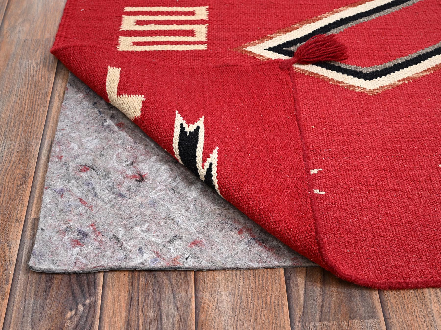 9'x12'1" Crimson Red, Flat Weave, American Indian Southwest Geometric Design, Hand Woven, 100% Wool, Oriental Rug HR2249 - Image 3