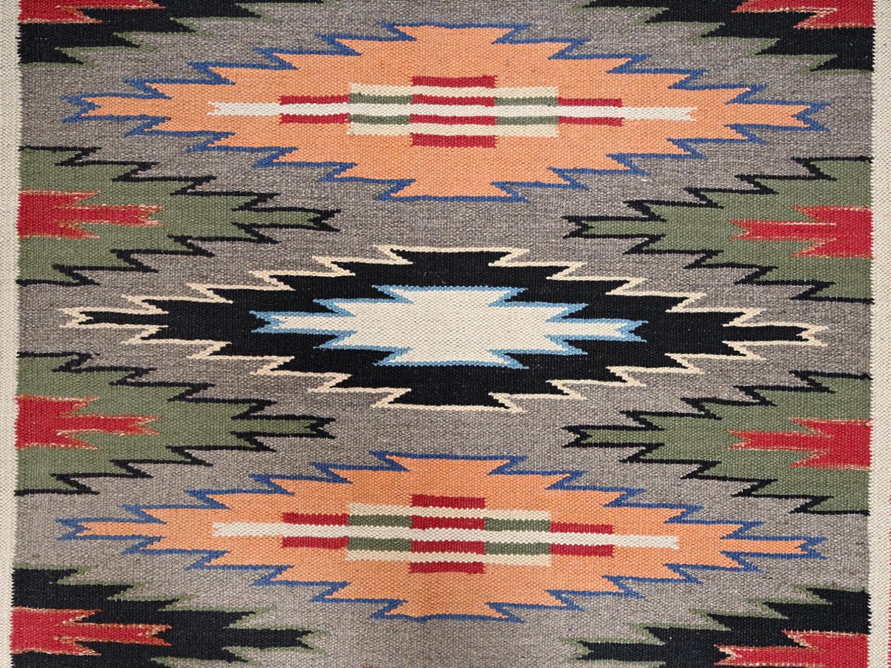 9'x12'1" Crimson Red, Flat Weave, American Indian Southwest Geometric Design, Hand Woven, 100% Wool, Oriental Rug HR2249 - Image 4