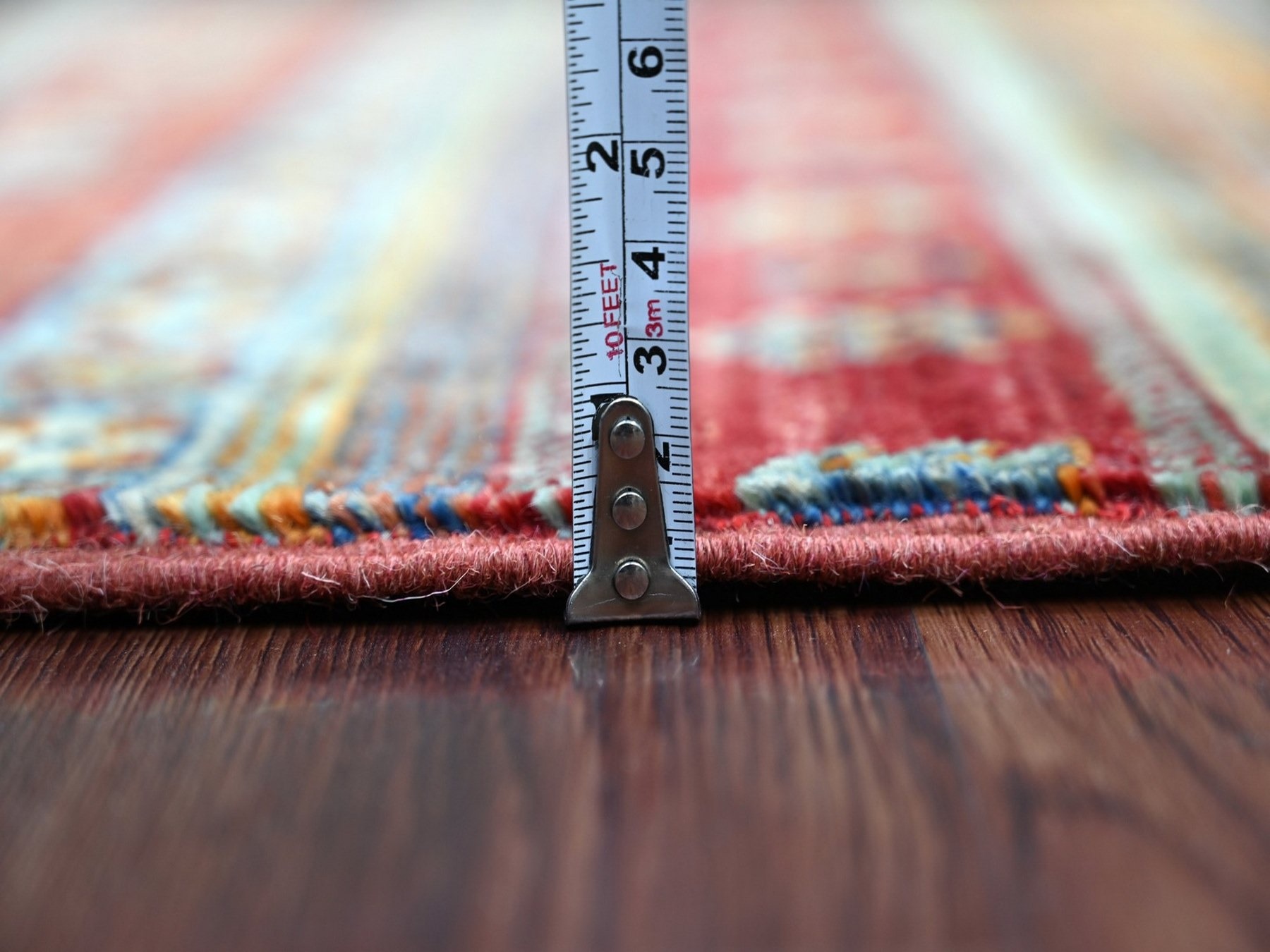 2'7"x5' Rust Red, Pure Wool, Hand Knotted, Afghan Super Kazak with Khorjin Design, Vegetable Dyes, Oriental Rug HR22573 - Image 5