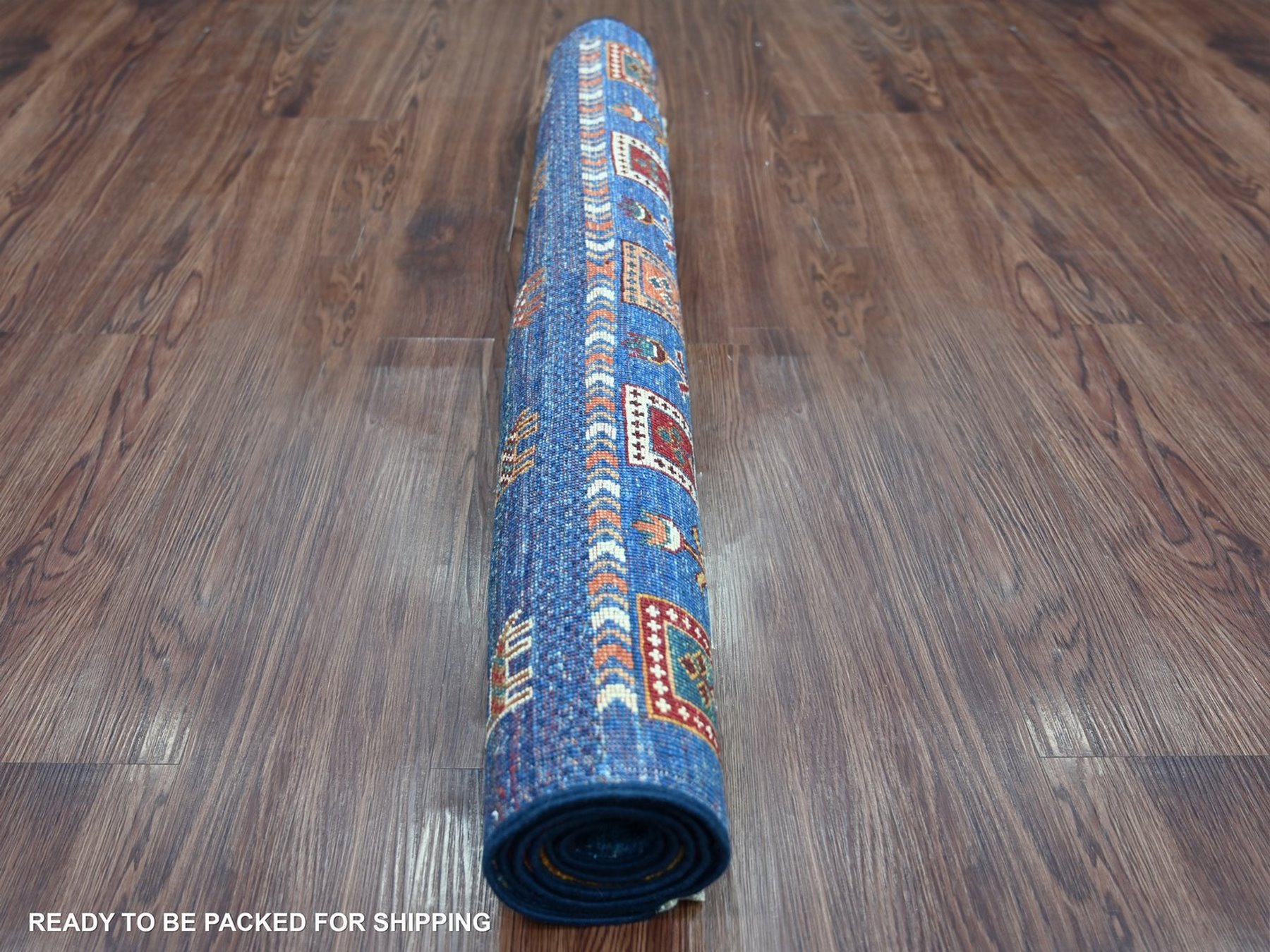 3'4"x5' Navy Blue, Natural Wool, Fine Kashkuli Gabbeh with Small Animal Figurines, Hand Knotted, Vegetable Dyes, Oriental Rug HR22579 - Image 4