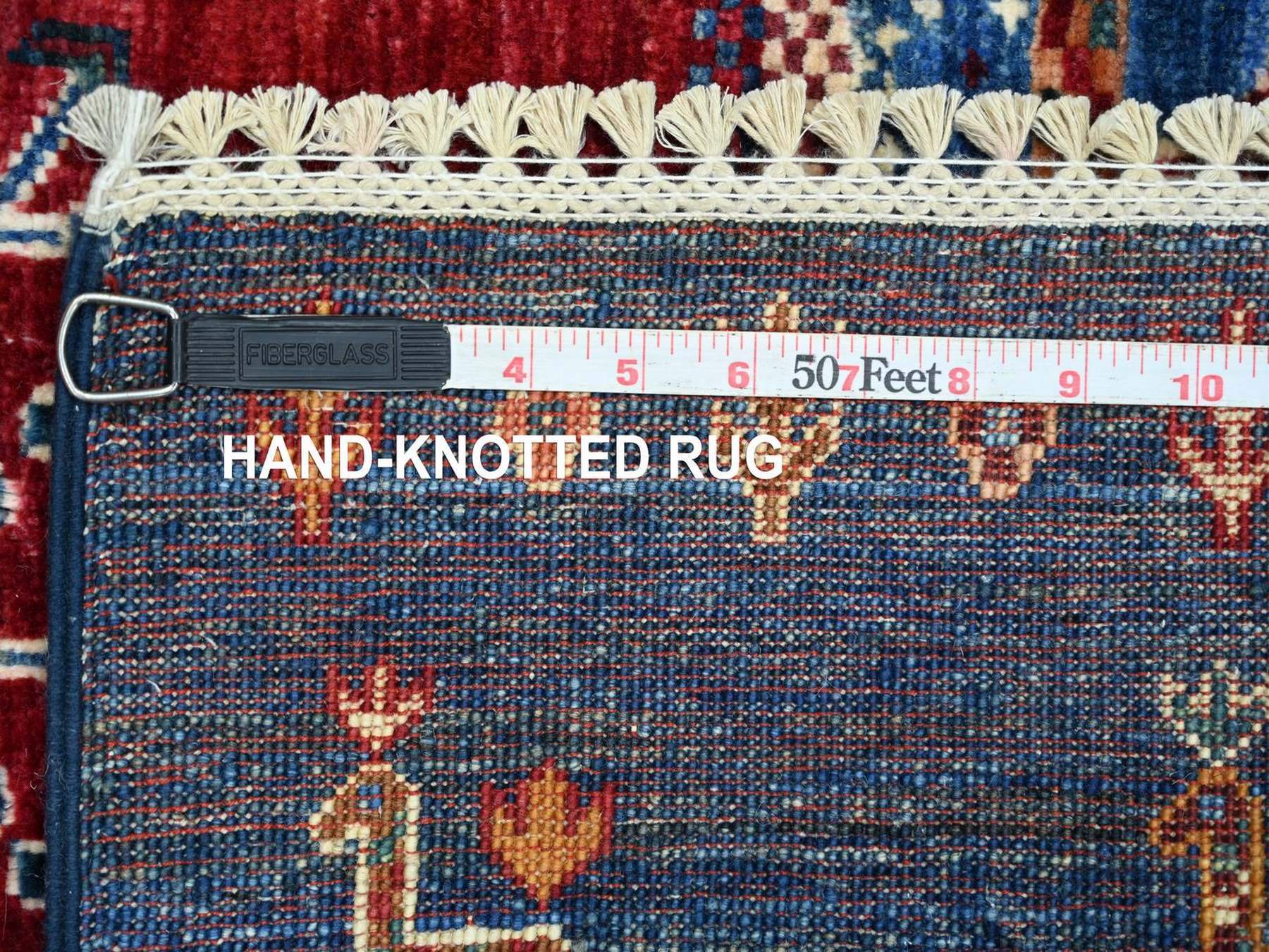 3'4"x5' Navy Blue, Natural Wool, Fine Kashkuli Gabbeh with Small Animal Figurines, Hand Knotted, Vegetable Dyes, Oriental Rug HR22579 - Image 6