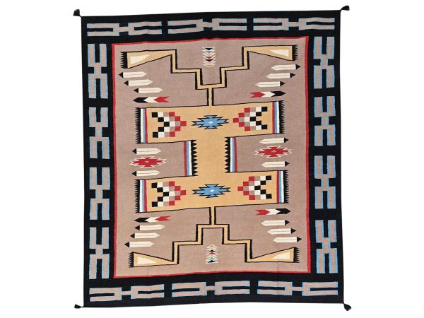 8'3"x9'7" Beaver Brown, Flat Weave, American Indian Southwest Geometric Design, Hand Woven, 100% Wool, Oriental Rug HR2259