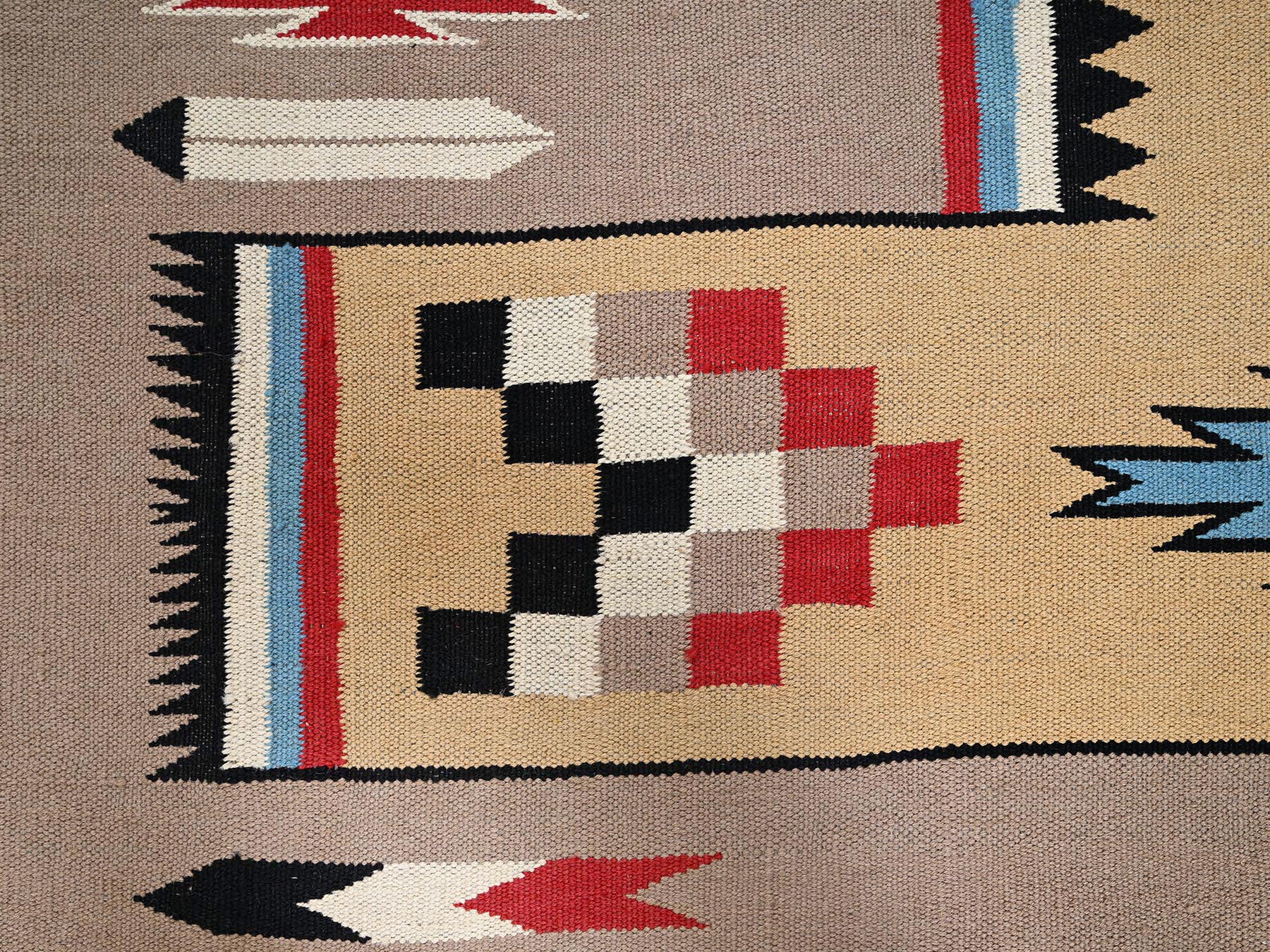 8'3"x9'7" Beaver Brown, Flat Weave, American Indian Southwest Geometric Design, Hand Woven, 100% Wool, Oriental Rug HR2259 - Image 4