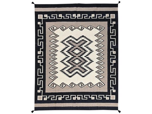 8'x10' Khaki Brown, American Indian Southwest Geometric Design, Hand Woven, Flat Weave, 100% Wool, Oriental Rug HR2260