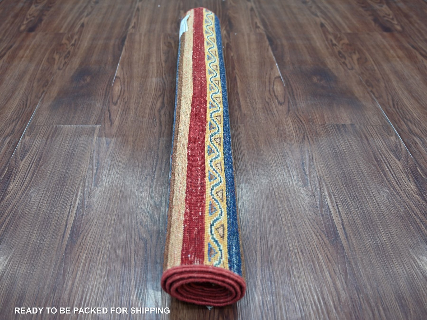 2'8"x3'9" Colorful, Vegetable Dyes, Natural Wool, Hand Knotted, Afghan Super Kazak with Khorjin Design, Sample, Mat, Oriental Rug HR22601 - Image 4