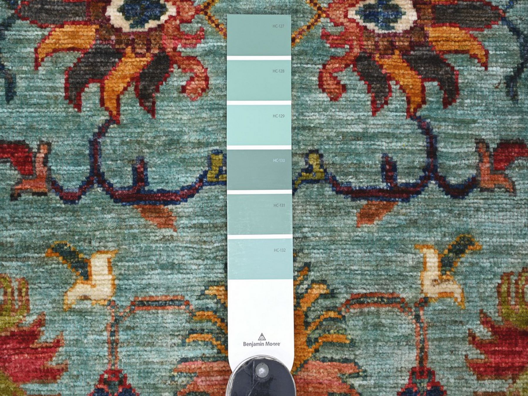 2'8"x4'5" Teal Blue, Afghan Sultani with All Over Floral Pattern, Soft Wool, Hand Knotted, Vegetable Dyes, Denser Weave, Oriental Rug HR22603 - Image 3