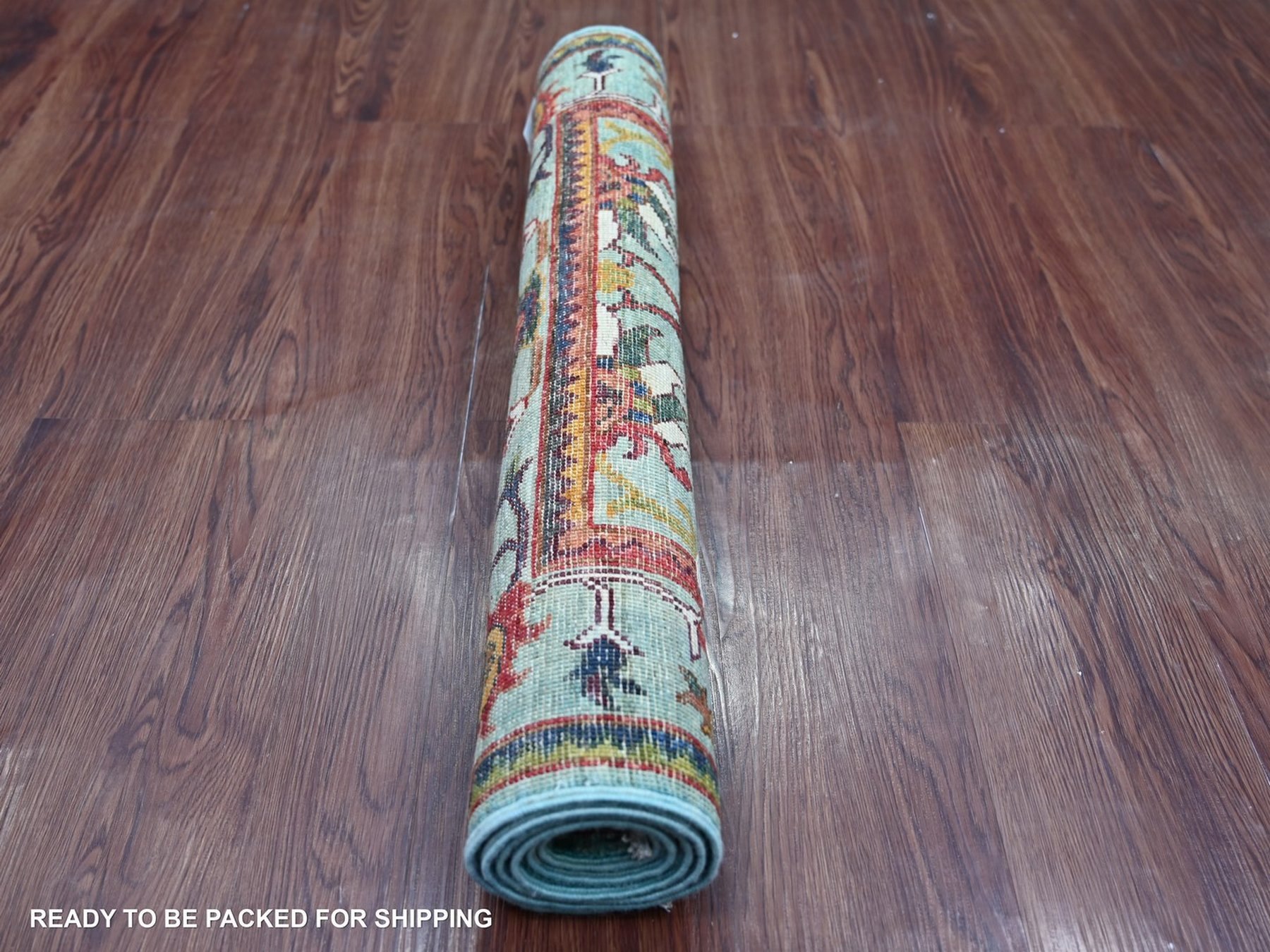 2'8"x4'5" Teal Blue, Afghan Sultani with All Over Floral Pattern, Soft Wool, Hand Knotted, Vegetable Dyes, Denser Weave, Oriental Rug HR22603 - Image 4