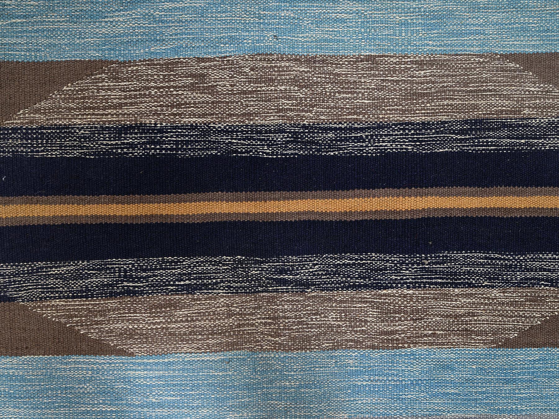 8'2"x9'7" Light Blue, Flat Weave, American Indian Southwest Geometric Design, Hand Woven, 100% Wool, Oriental Rug HR2263 - Image 4