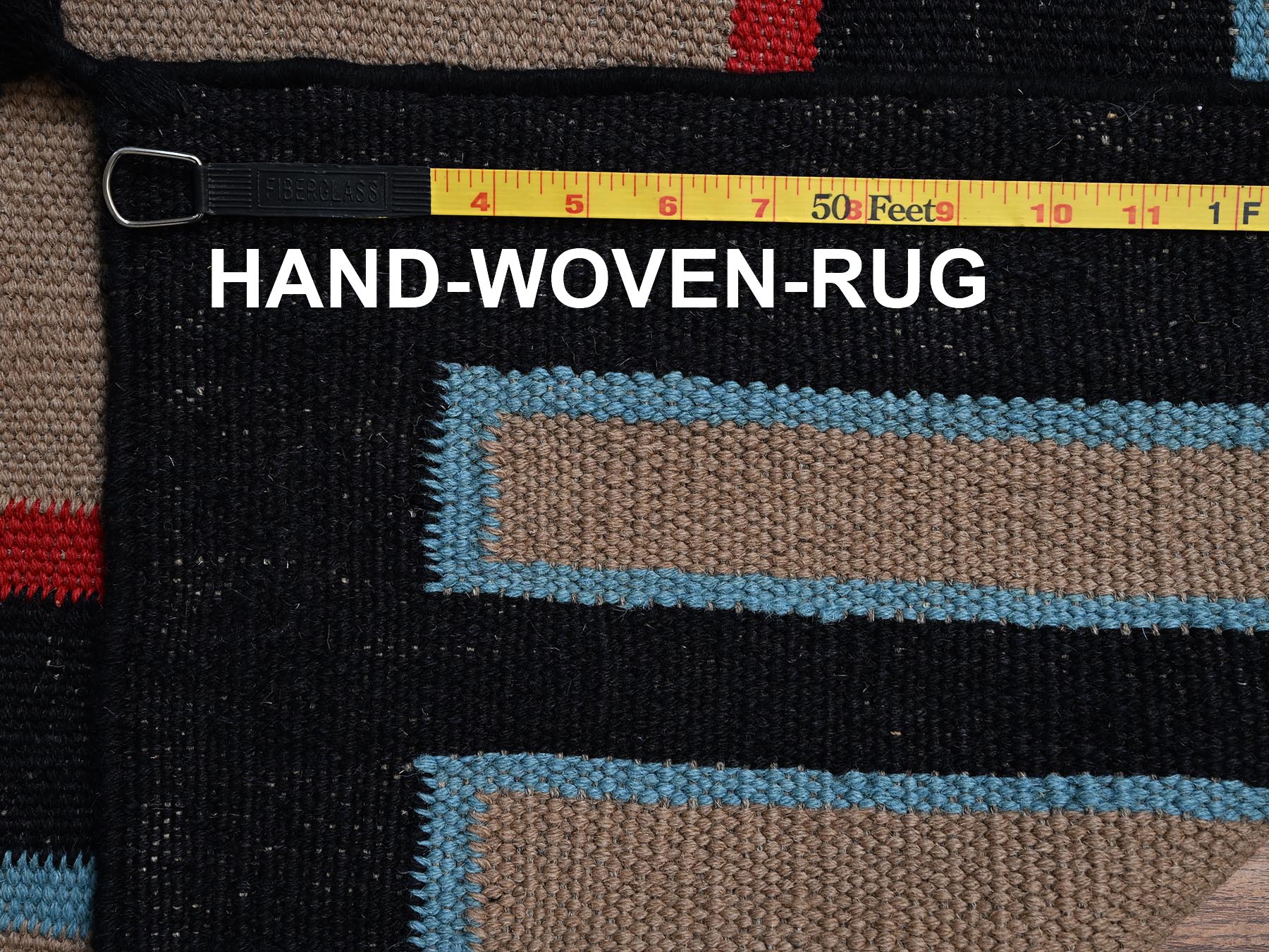 9'5"x11'7" Beaver Brown, Flat Weave, American Indian Southwest Geometric Design, Hand Woven, 100% Wool, Oriental Rug HR2273 - Image 7