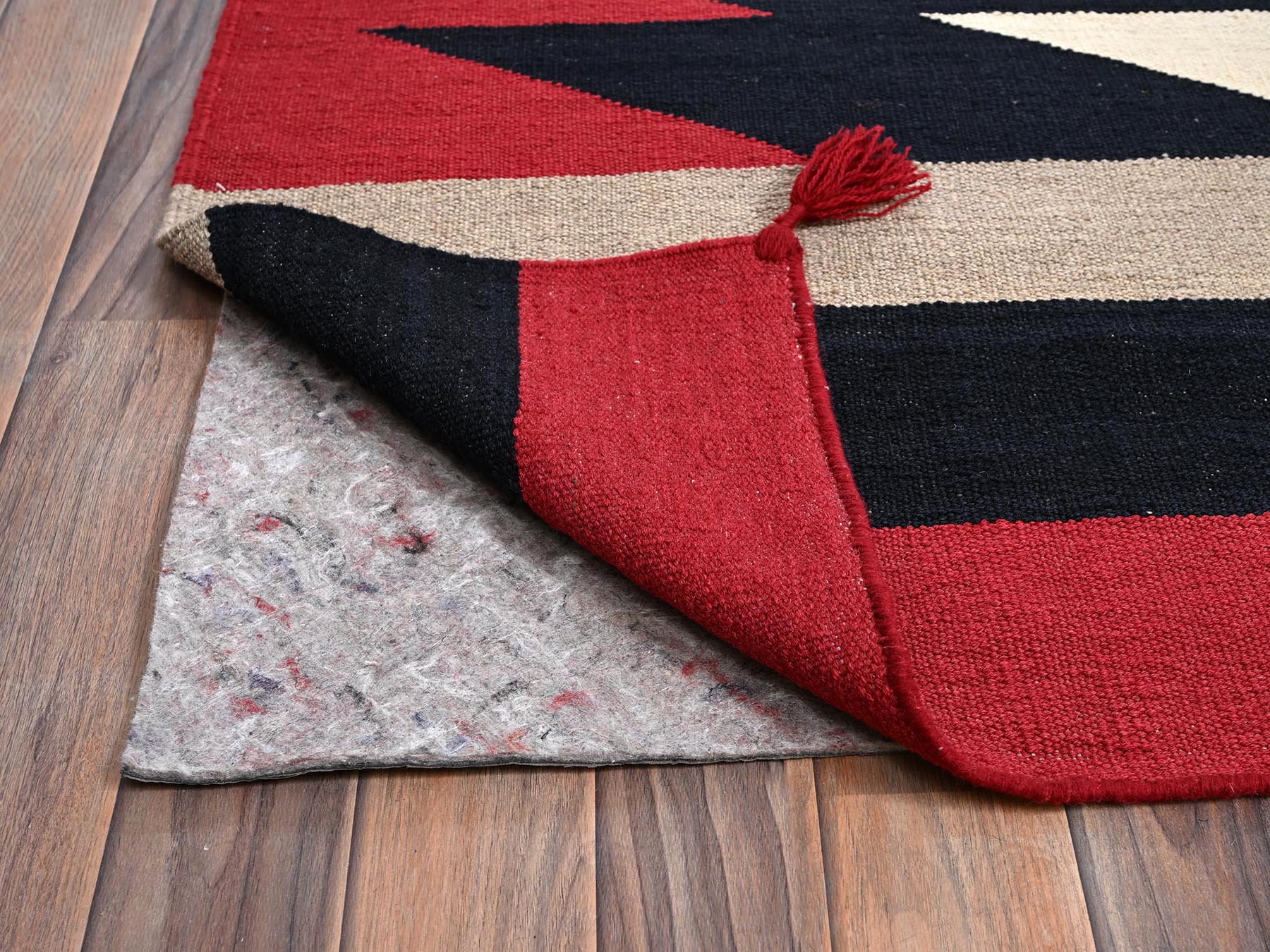12'x15' Crimson Red, Flat Weave, American Indian Southwest Geometric Design, Hand Woven, 100% Wool, XL, Oversized, Oriental Rug HR2275 - Image 3