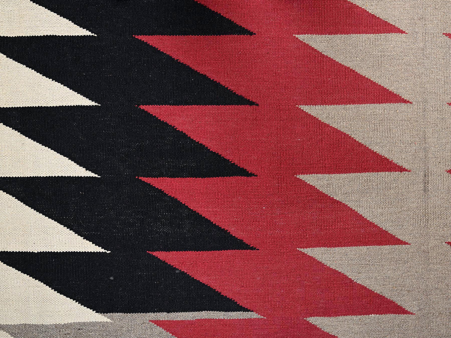 12'x15' Crimson Red, Flat Weave, American Indian Southwest Geometric Design, Hand Woven, 100% Wool, XL, Oversized, Oriental Rug HR2275 - Image 4