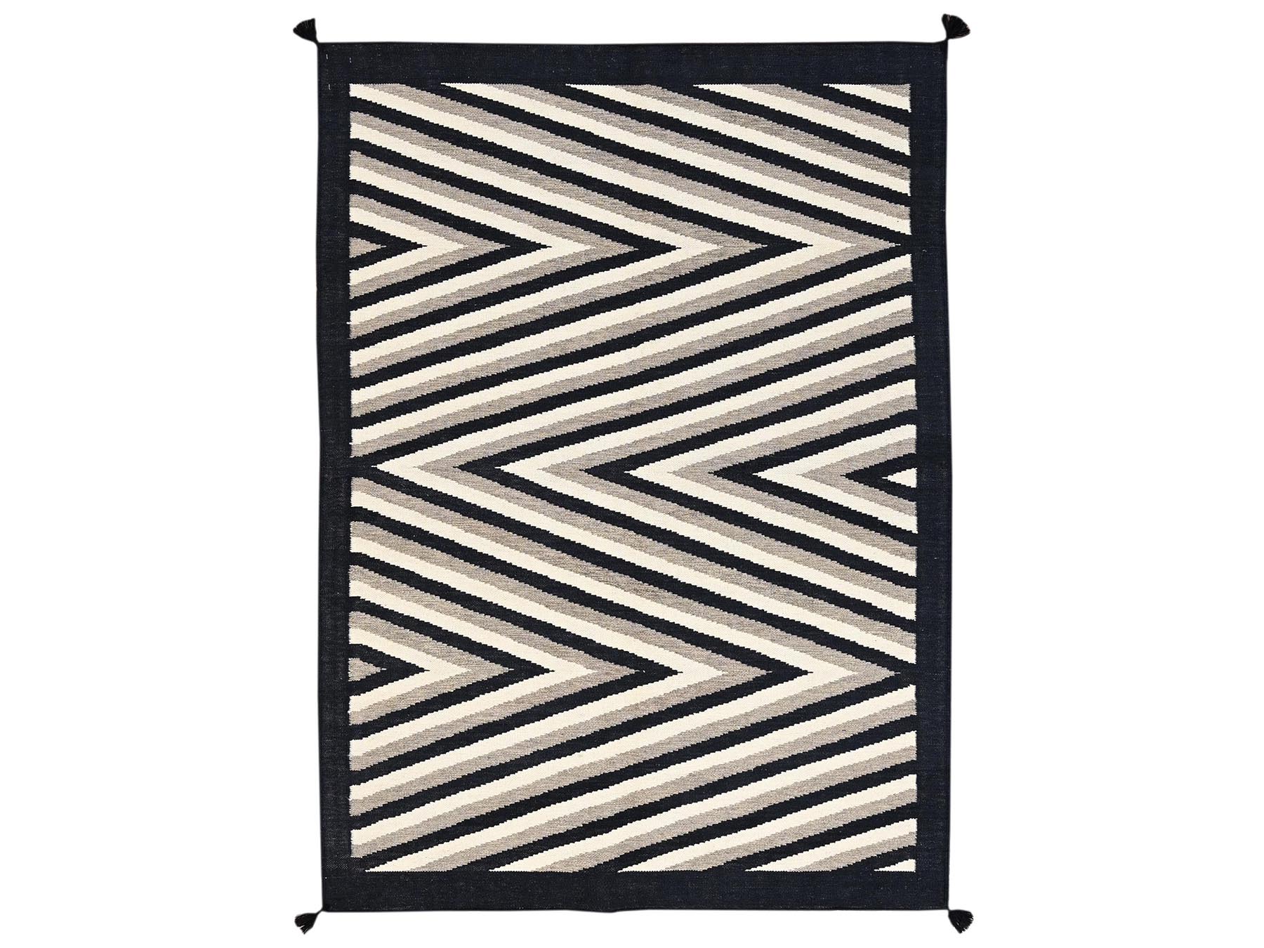 5'x7' Khaki Brown, Flat Weave, American Indian Southwest Geometric Design, Hand Woven, 100% Wool, Oriental Rug HR2284