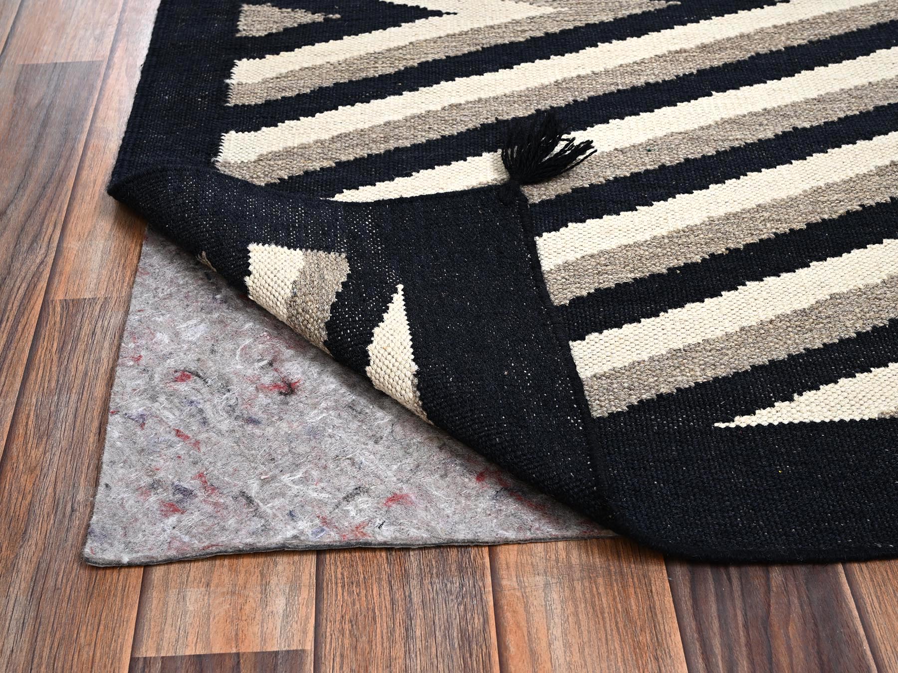 5'x7' Khaki Brown, Flat Weave, American Indian Southwest Geometric Design, Hand Woven, 100% Wool, Oriental Rug HR2284 - Image 3