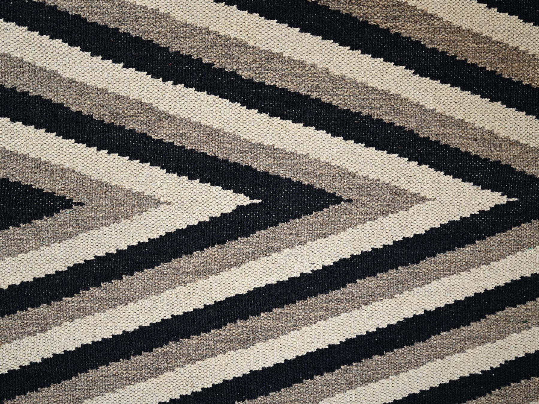 5'x7' Khaki Brown, Flat Weave, American Indian Southwest Geometric Design, Hand Woven, 100% Wool, Oriental Rug HR2284 - Image 4