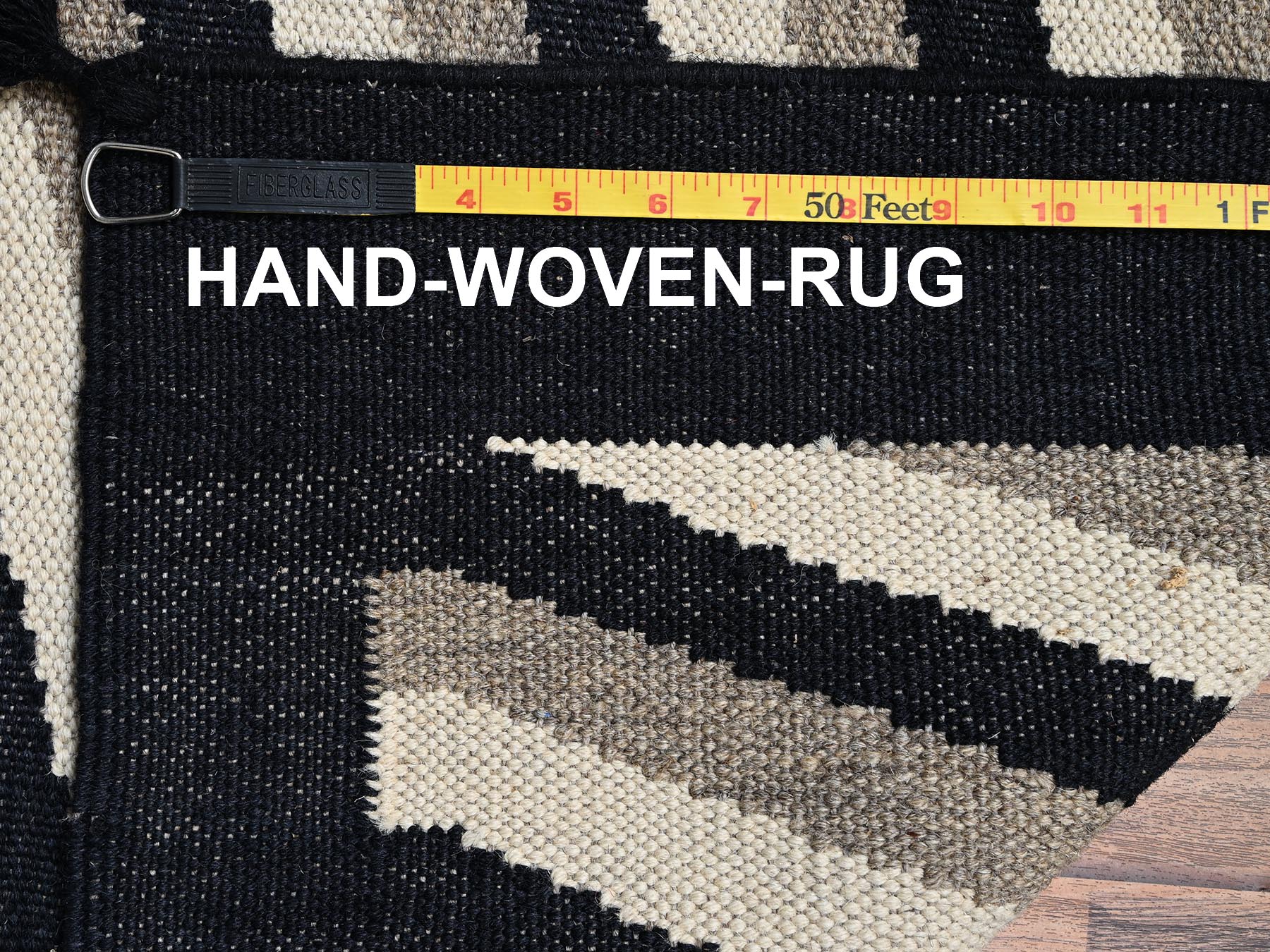 5'x7' Khaki Brown, Flat Weave, American Indian Southwest Geometric Design, Hand Woven, 100% Wool, Oriental Rug HR2284 - Image 7